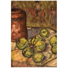 Folke Ed, Sweden, Oil on Board, Still Life with Fruits, 1960s