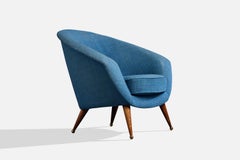 Folke Jansson, sillón, tela, madera, latón, Suecia, década de 1950