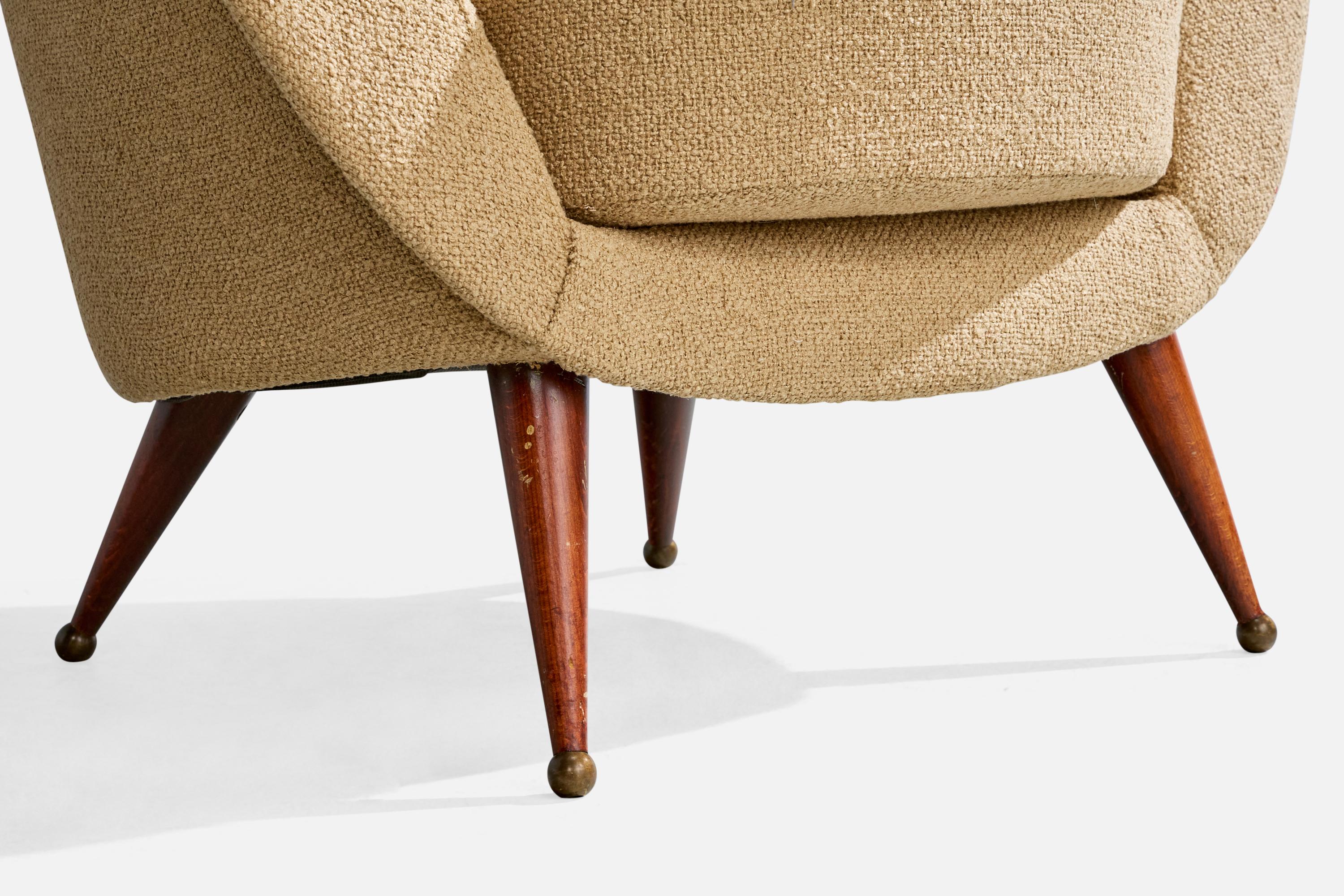 Folke Jansson, chaises longues, tissu, teck, laiton, Suède, années 1950 en vente 4
