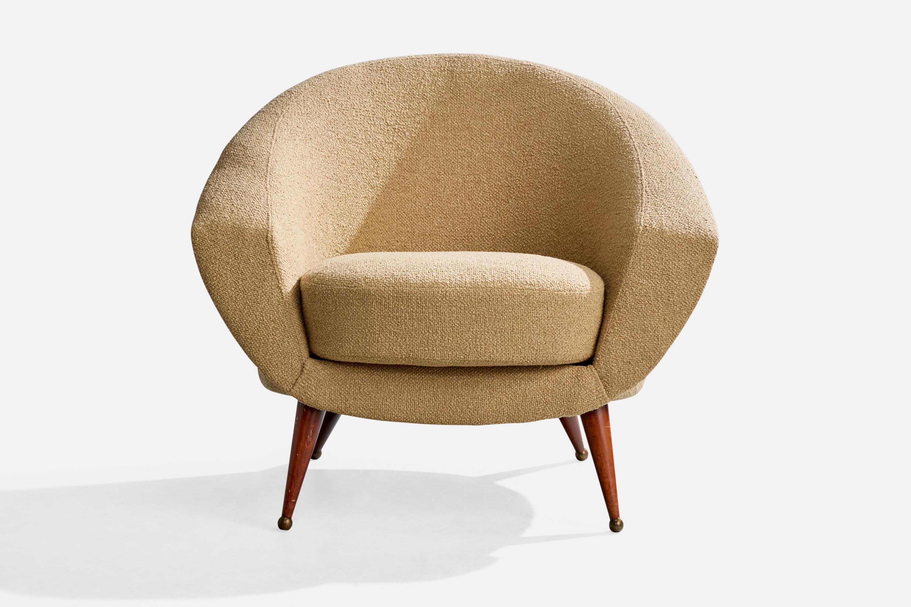 Suédois Folke Jansson, chaises longues, tissu, teck, laiton, Suède, années 1950 en vente