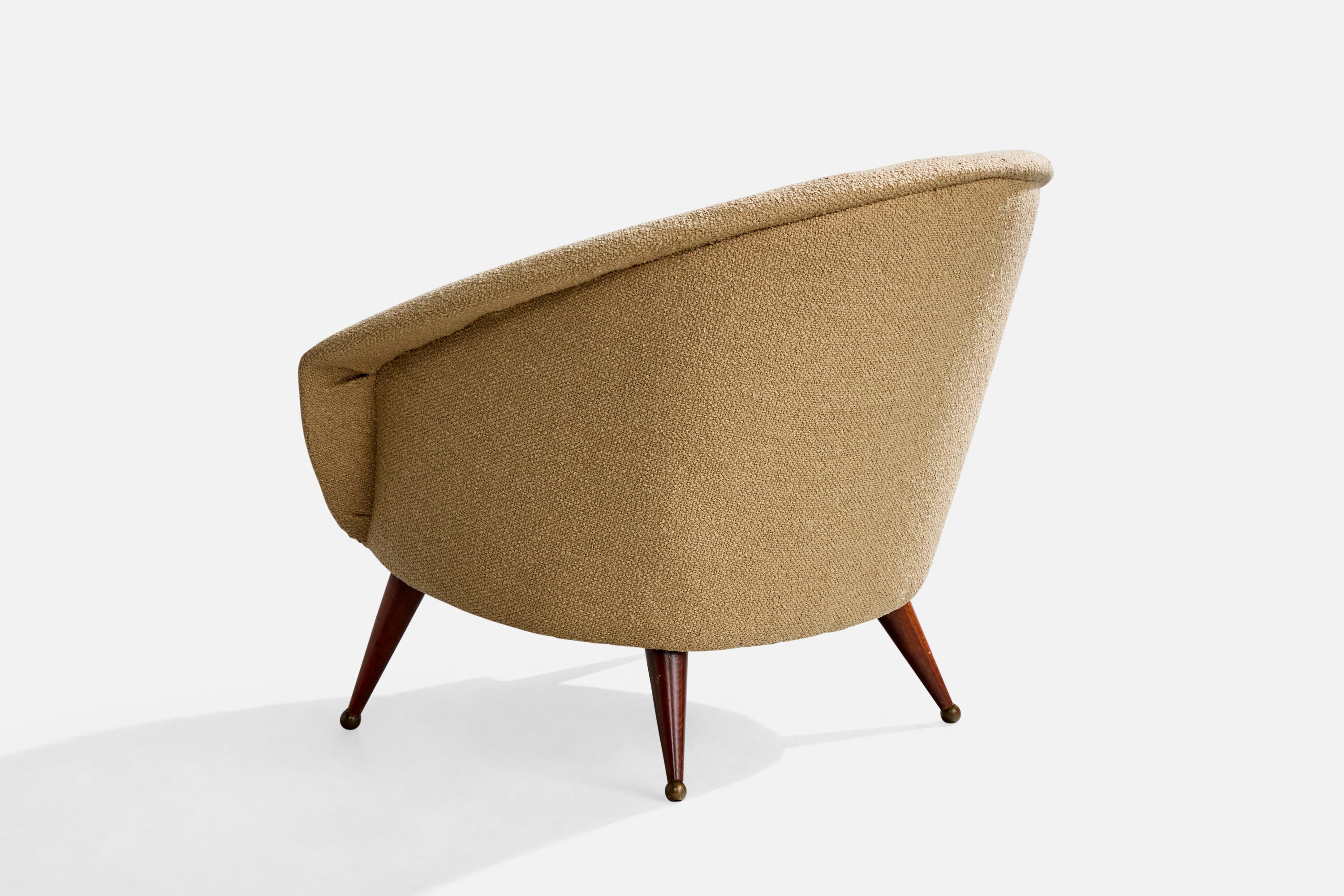 Folke Jansson, chaises longues, tissu, teck, laiton, Suède, années 1950 Bon état - En vente à High Point, NC