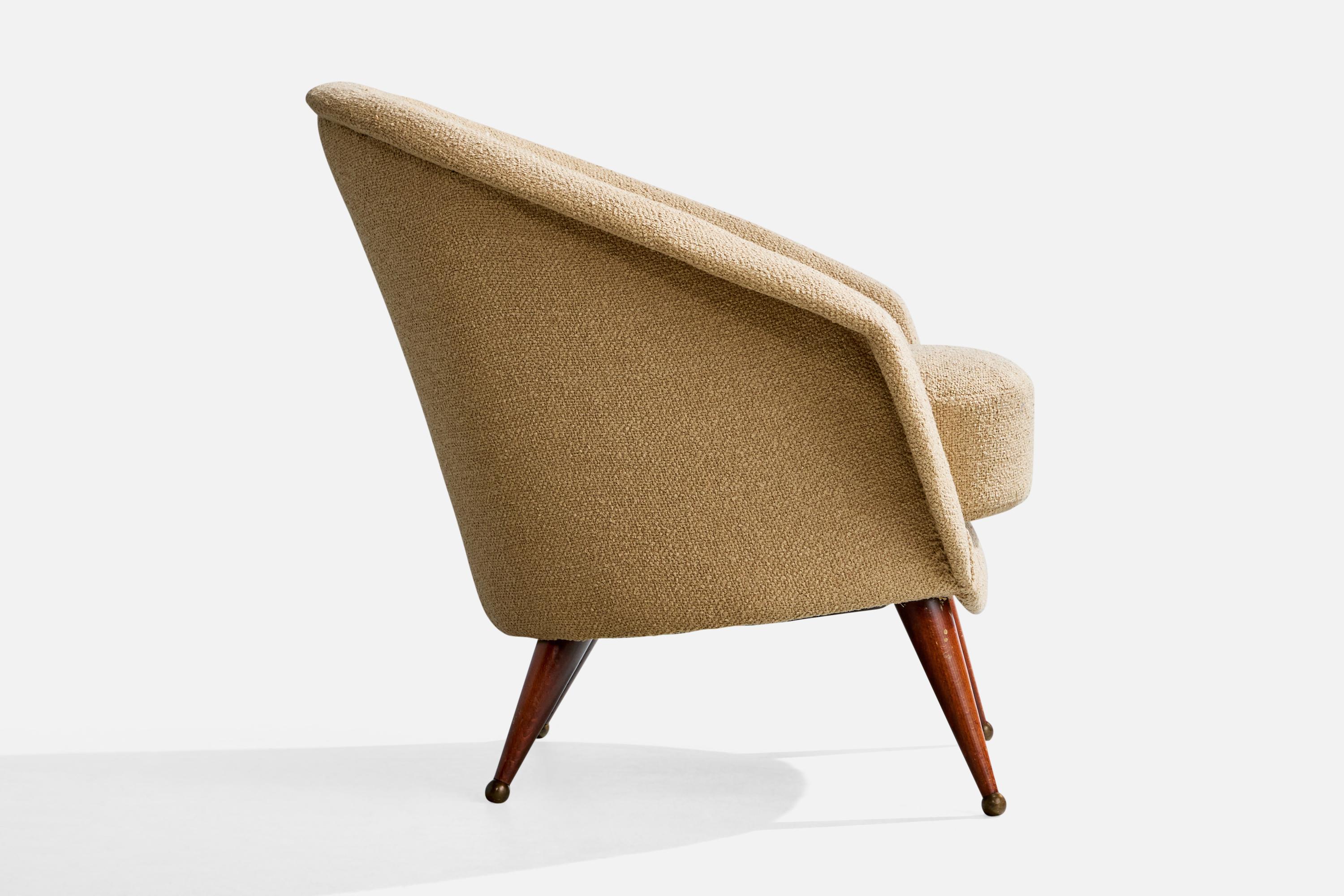 Milieu du XXe siècle Folke Jansson, chaises longues, tissu, teck, laiton, Suède, années 1950 en vente