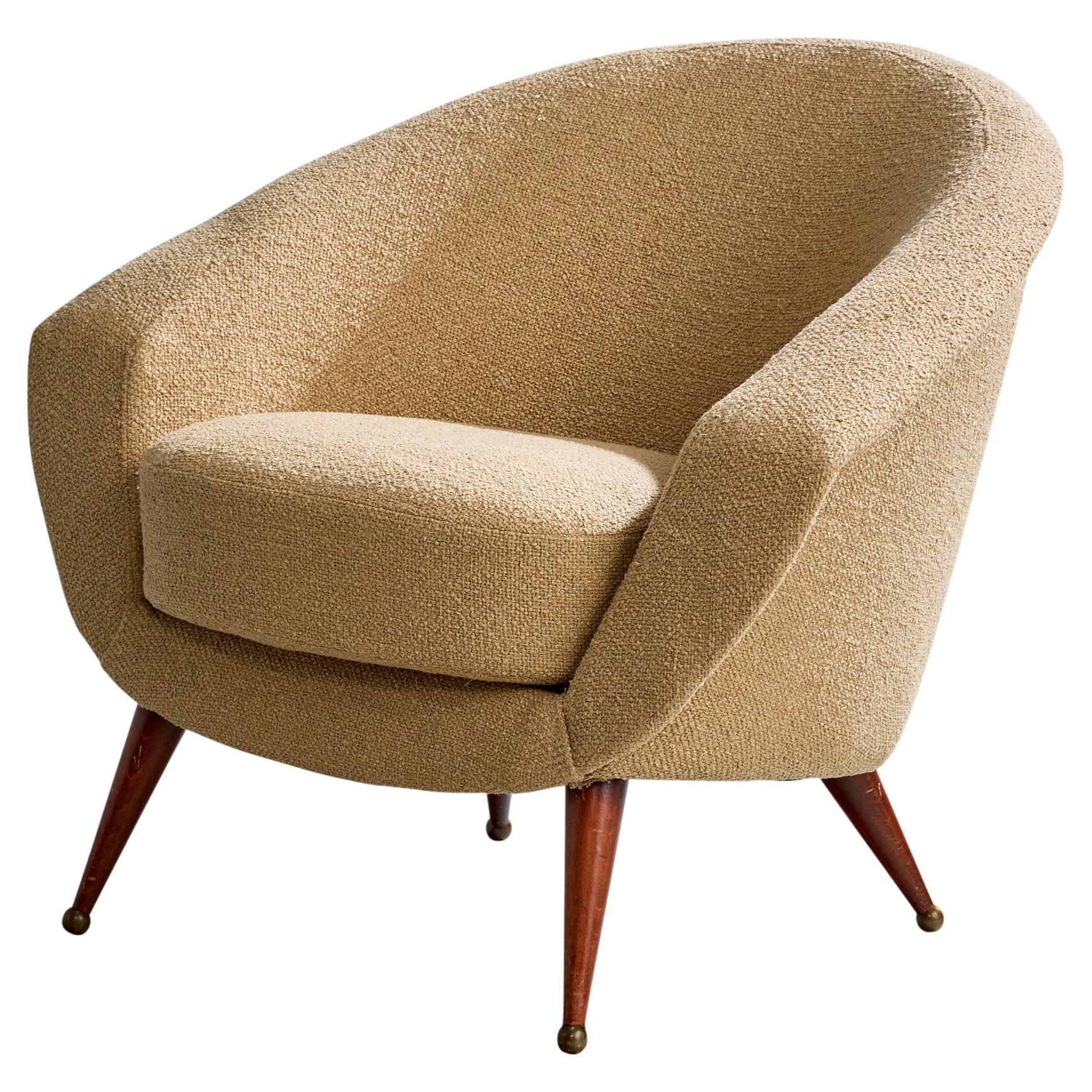 Folke Jansson, chaises longues, tissu, teck, laiton, Suède, années 1950 en vente