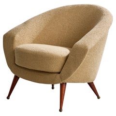 Folke Jansson, chaises longues, tissu, teck, laiton, Suède, années 1950
