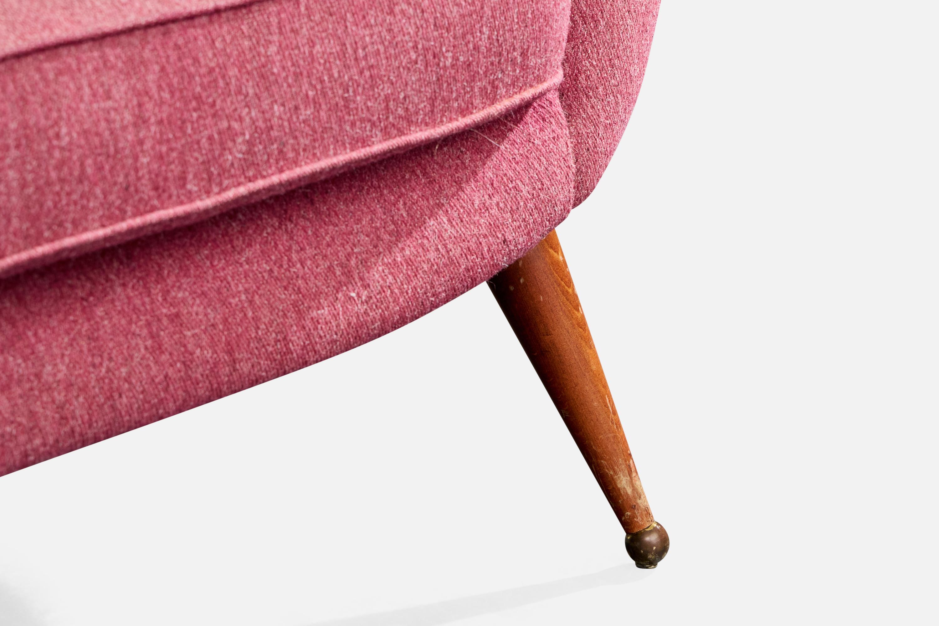 Folke Jansson, Sofa, Fabric, Teak, Brass, Sweden, 1950s en venta 6