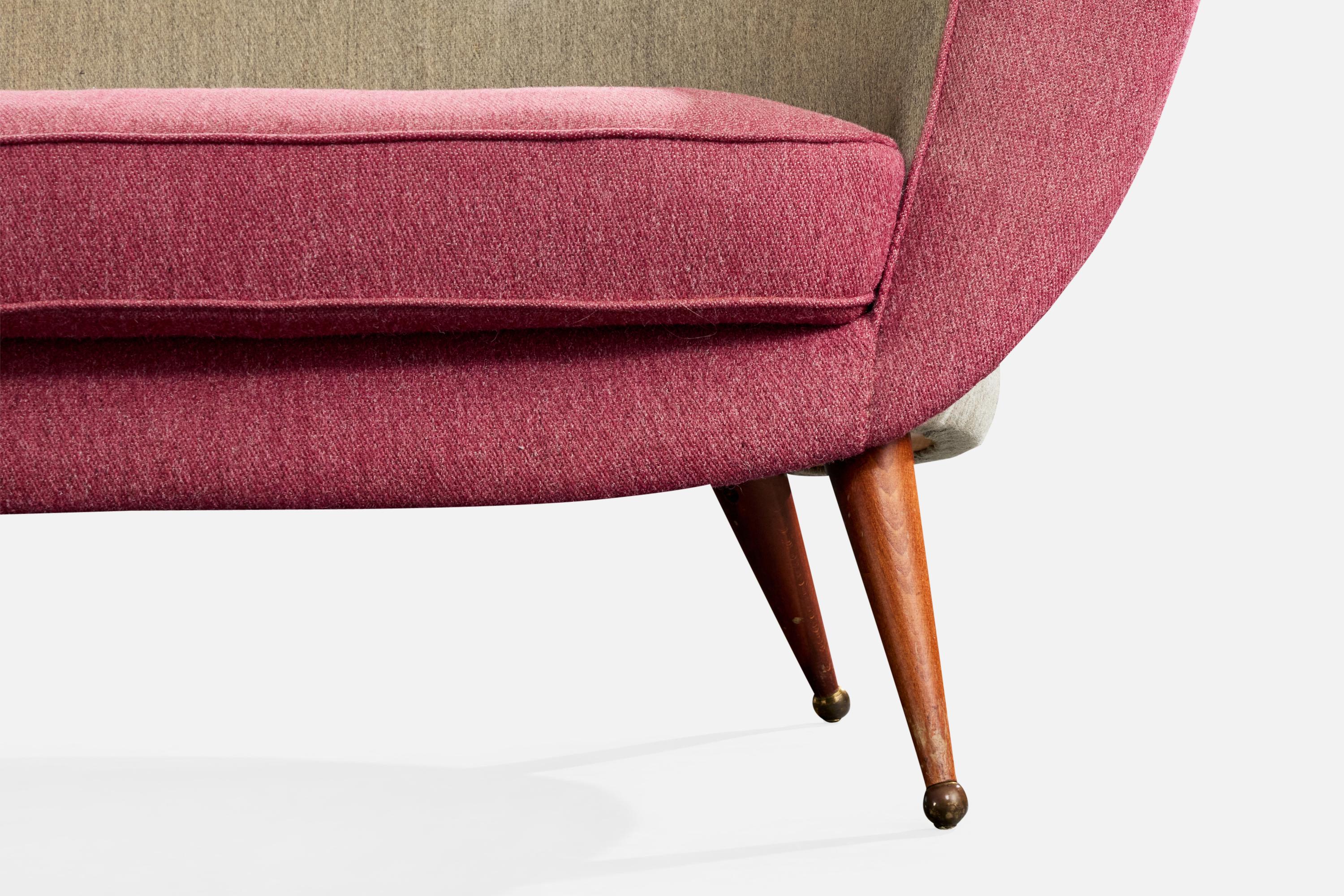 Folke Jansson, Sofa, Fabric, Teak, Brass, Sweden, 1950s en venta 7