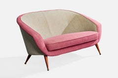 Folke Jansson, Sofa, Fabric, Teak, Brass, Sweden, 1950s