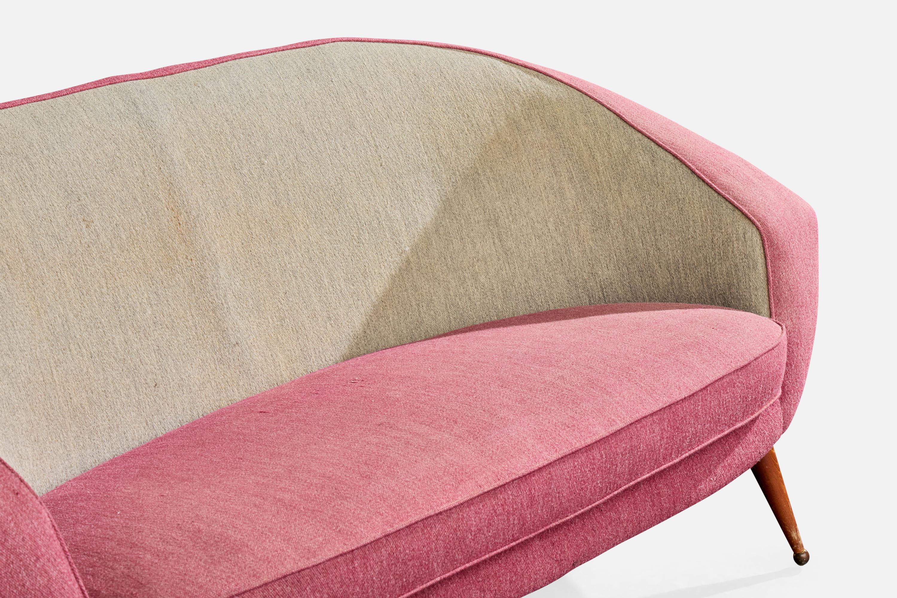 Folke Jansson, Sofa, Fabric, Teak, Brass, Sweden, 1950s Latón en venta