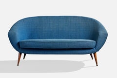 Folke Jansson, canapé, tissu, bois, laiton, Suède, années 1950