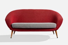 Folke Jansson, canapé, tissu, bois, laiton, Suède, années 1950