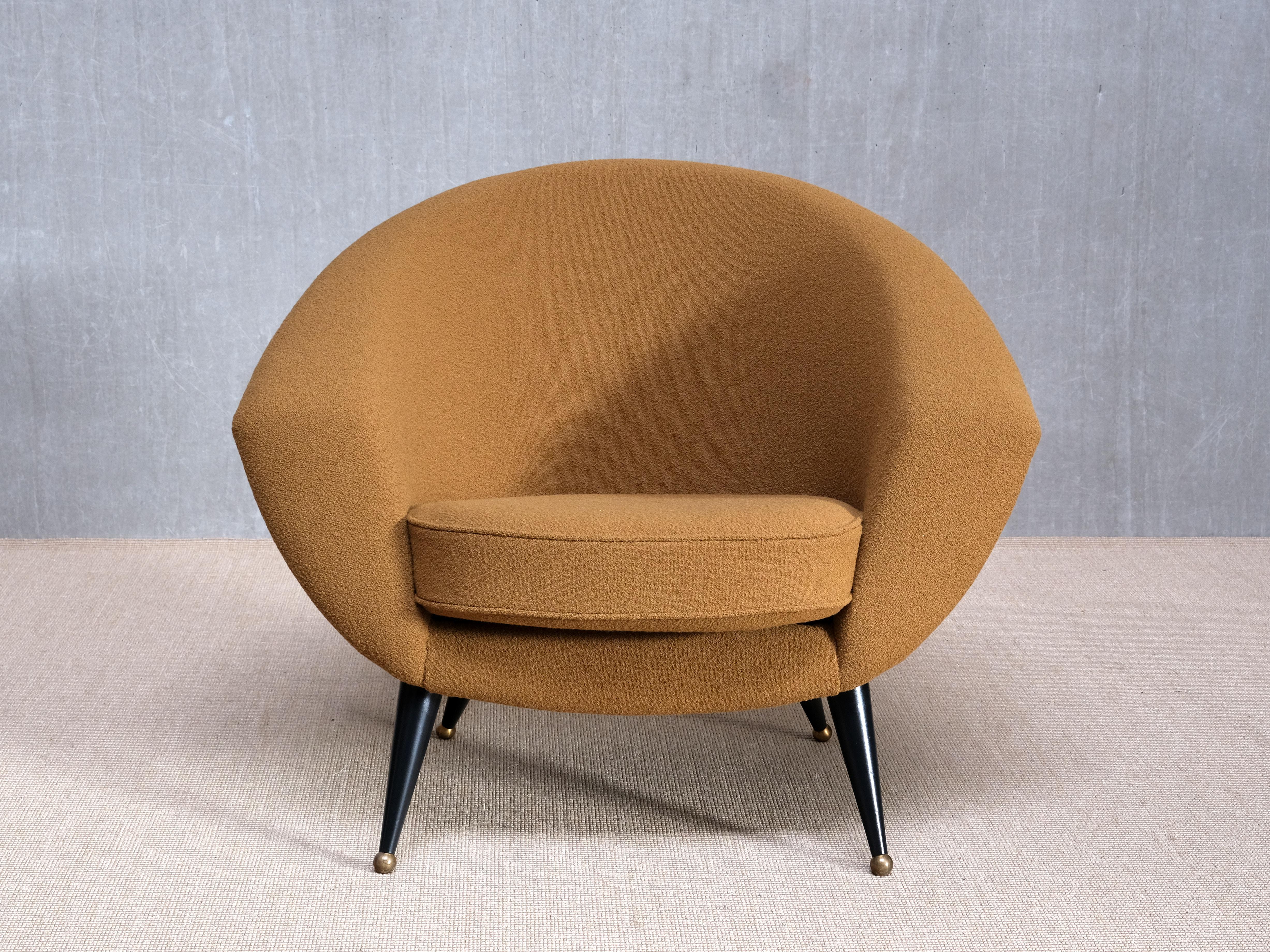 Sillón 'Tellus' de Folke Jansson en bouclé de lana ocre, SM Wincrantz, Suecia, años 50 3