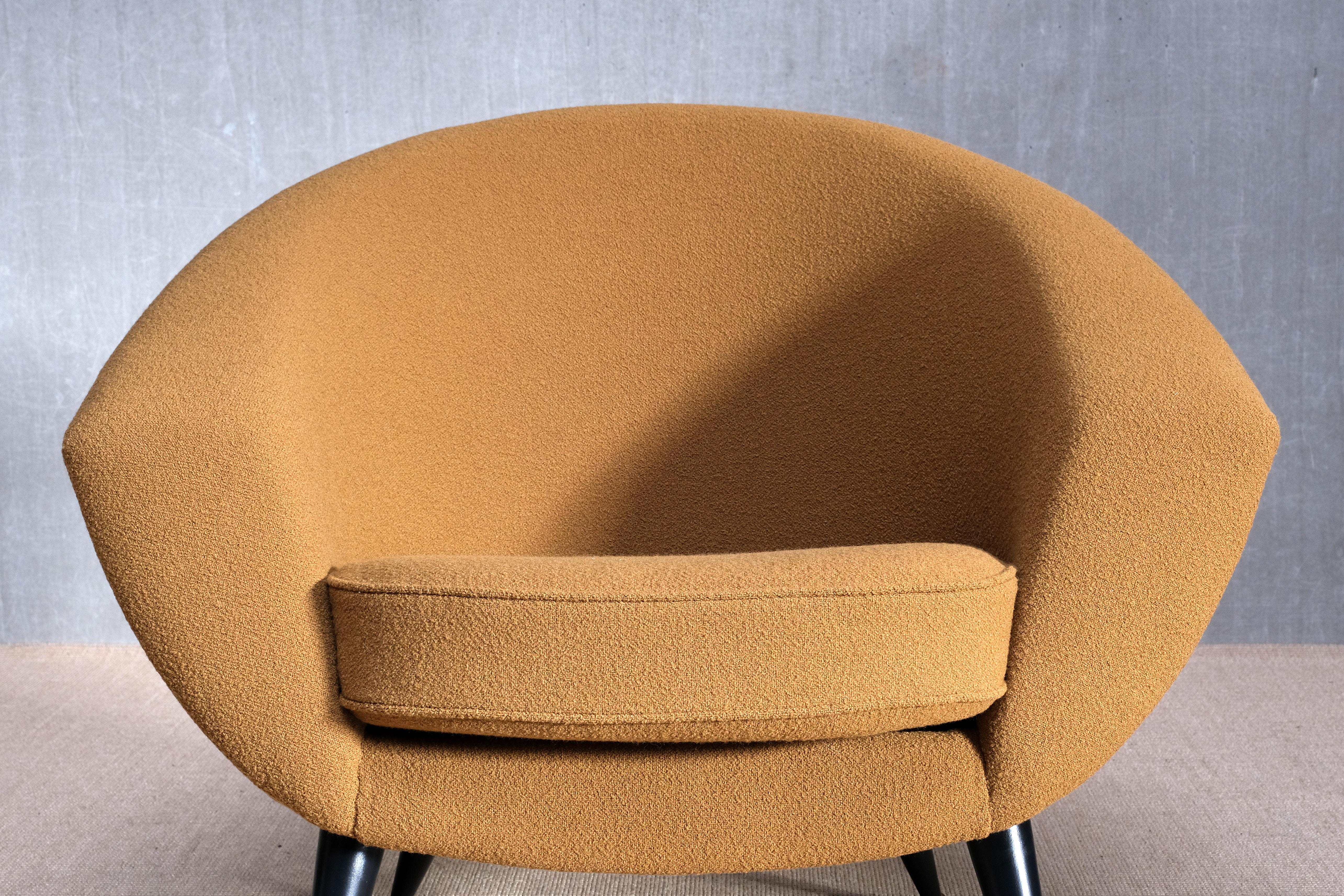 Sillón 'Tellus' de Folke Jansson en bouclé de lana ocre, SM Wincrantz, Suecia, años 50 4