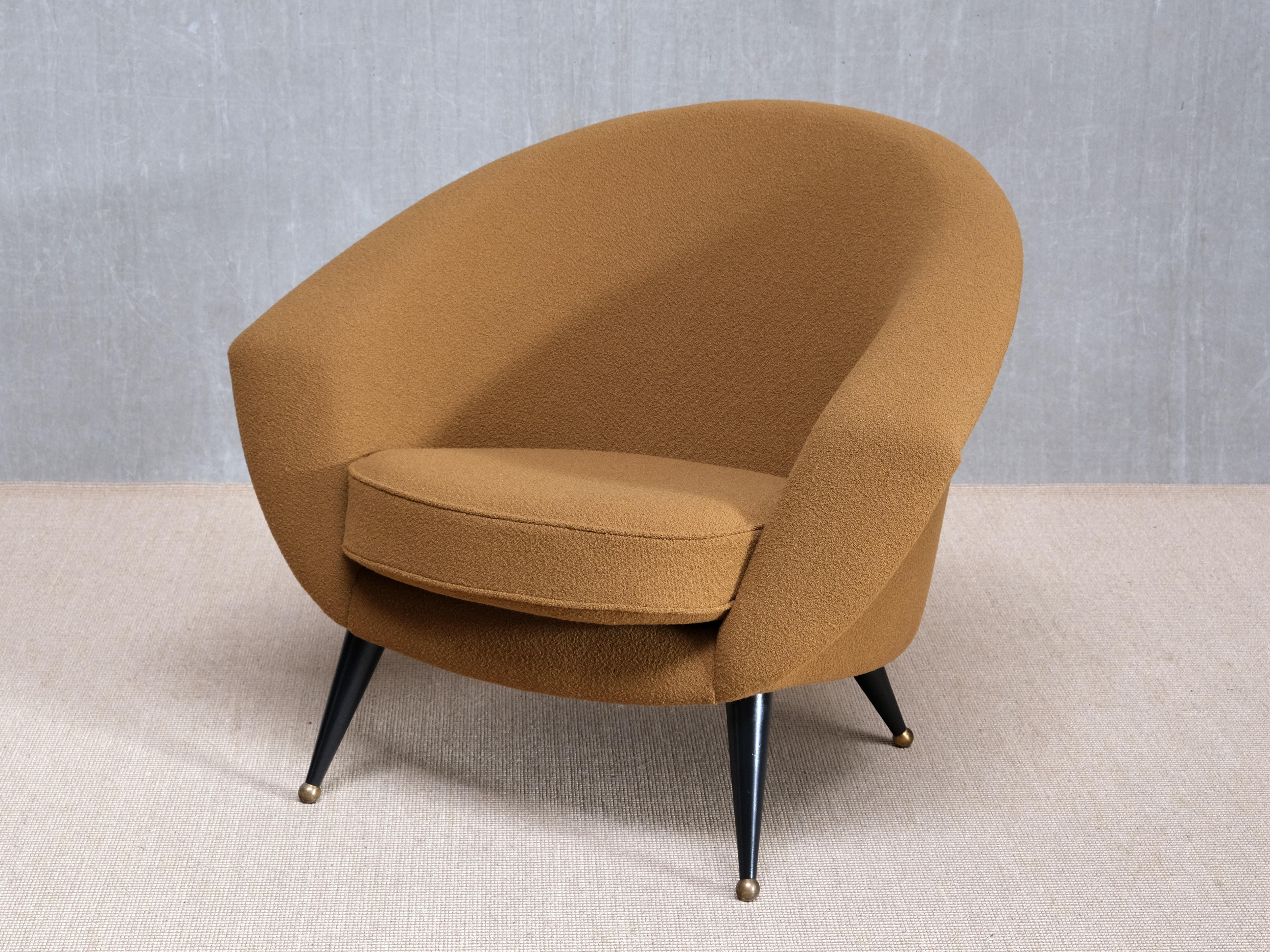 Sillón 'Tellus' de Folke Jansson en bouclé de lana ocre, SM Wincrantz, Suecia, años 50 5