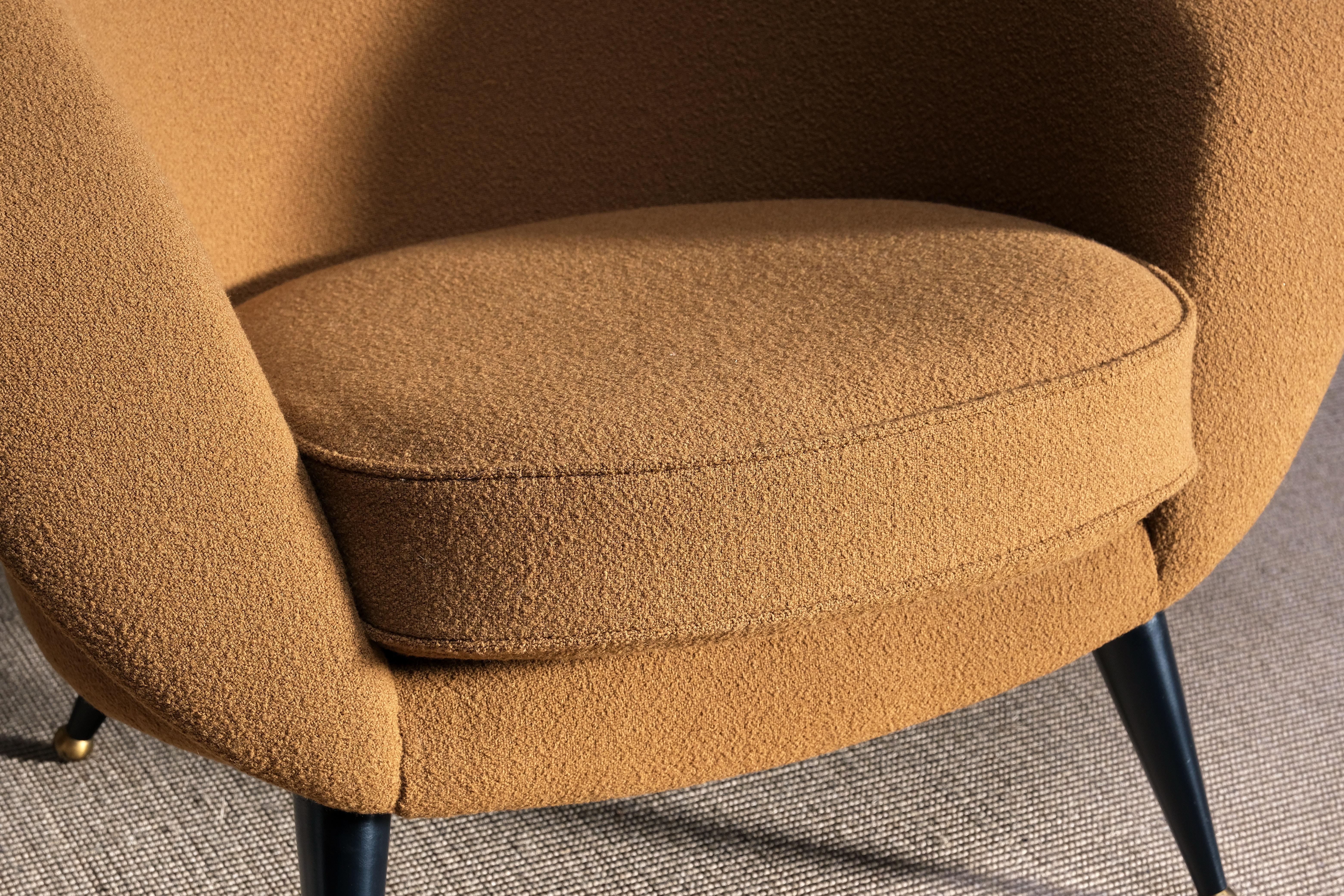 Sillón 'Tellus' de Folke Jansson en bouclé de lana ocre, SM Wincrantz, Suecia, años 50 8