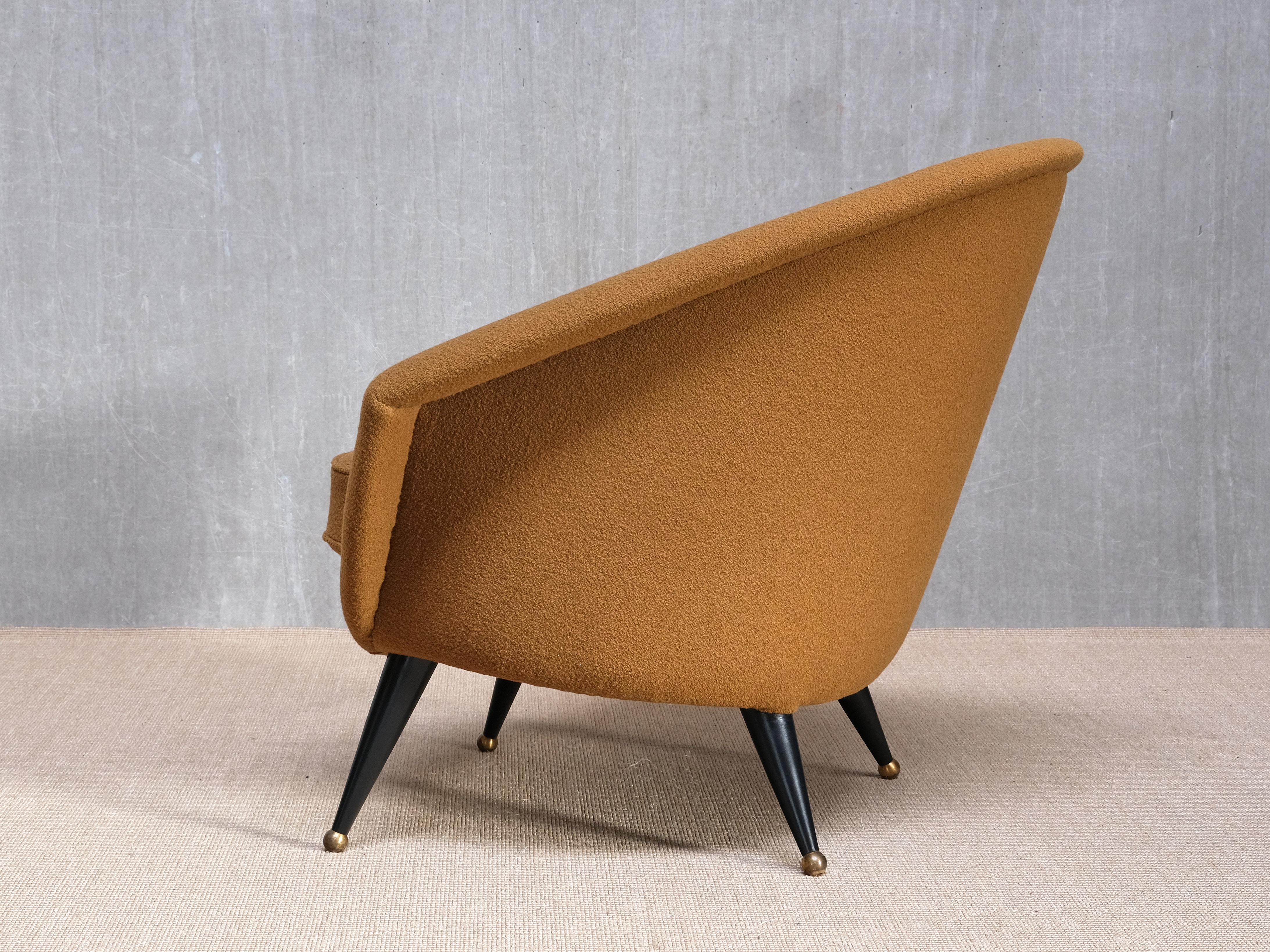 Sillón 'Tellus' de Folke Jansson en bouclé de lana ocre, SM Wincrantz, Suecia, años 50 10