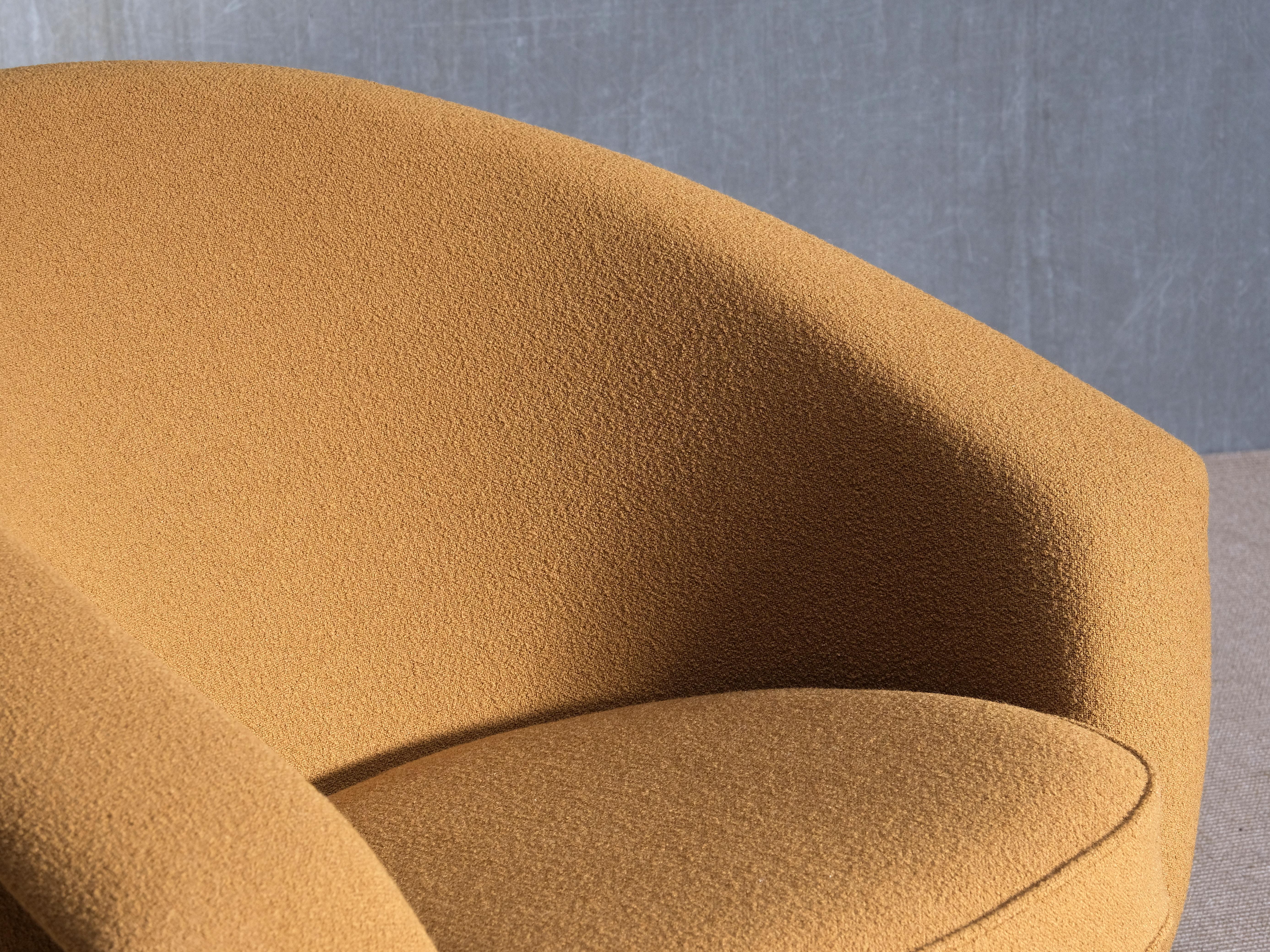 Sillón 'Tellus' de Folke Jansson en bouclé de lana ocre, SM Wincrantz, Suecia, años 50 Sueco