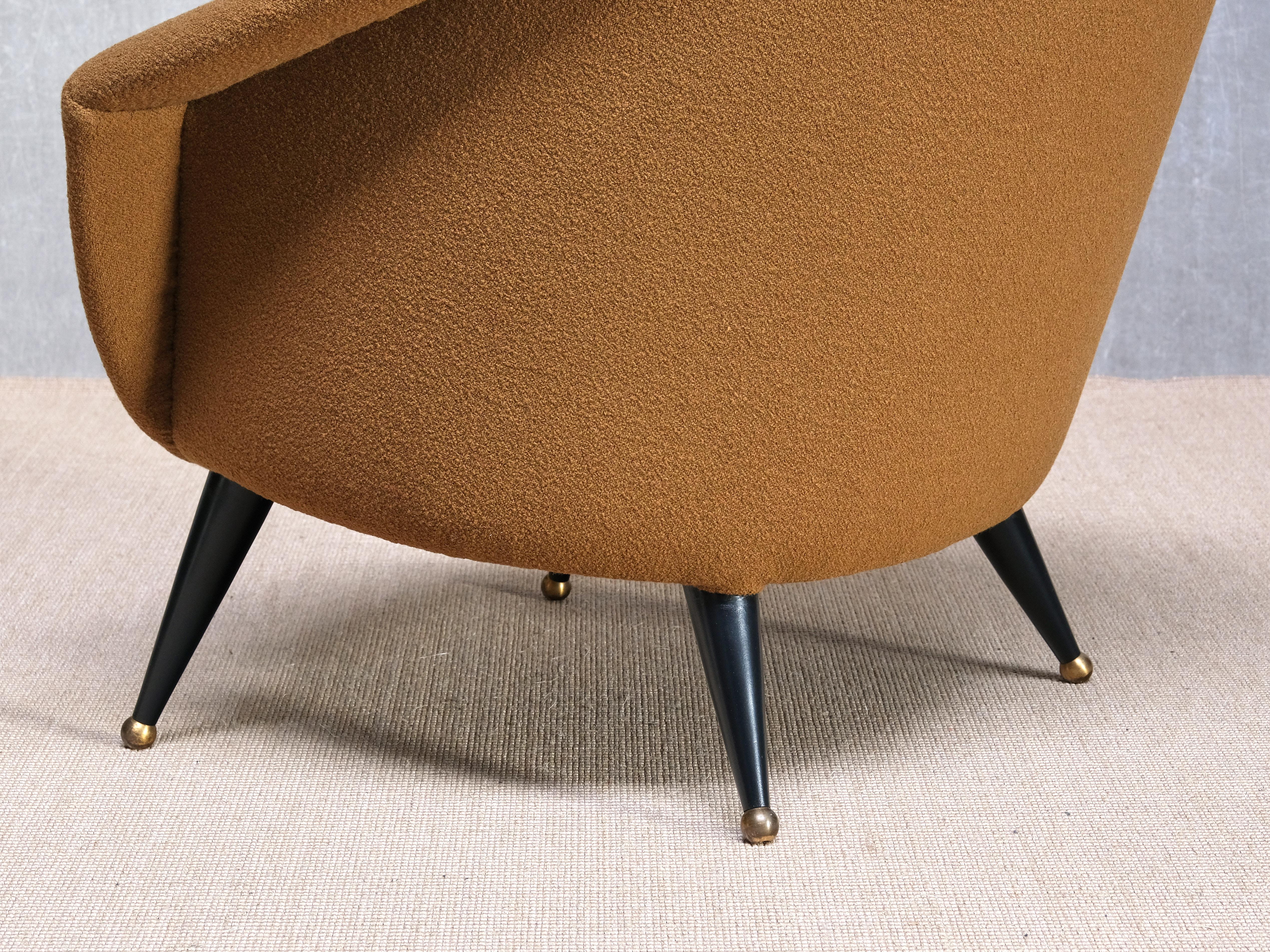 Sillón 'Tellus' de Folke Jansson en bouclé de lana ocre, SM Wincrantz, Suecia, años 50 Lana