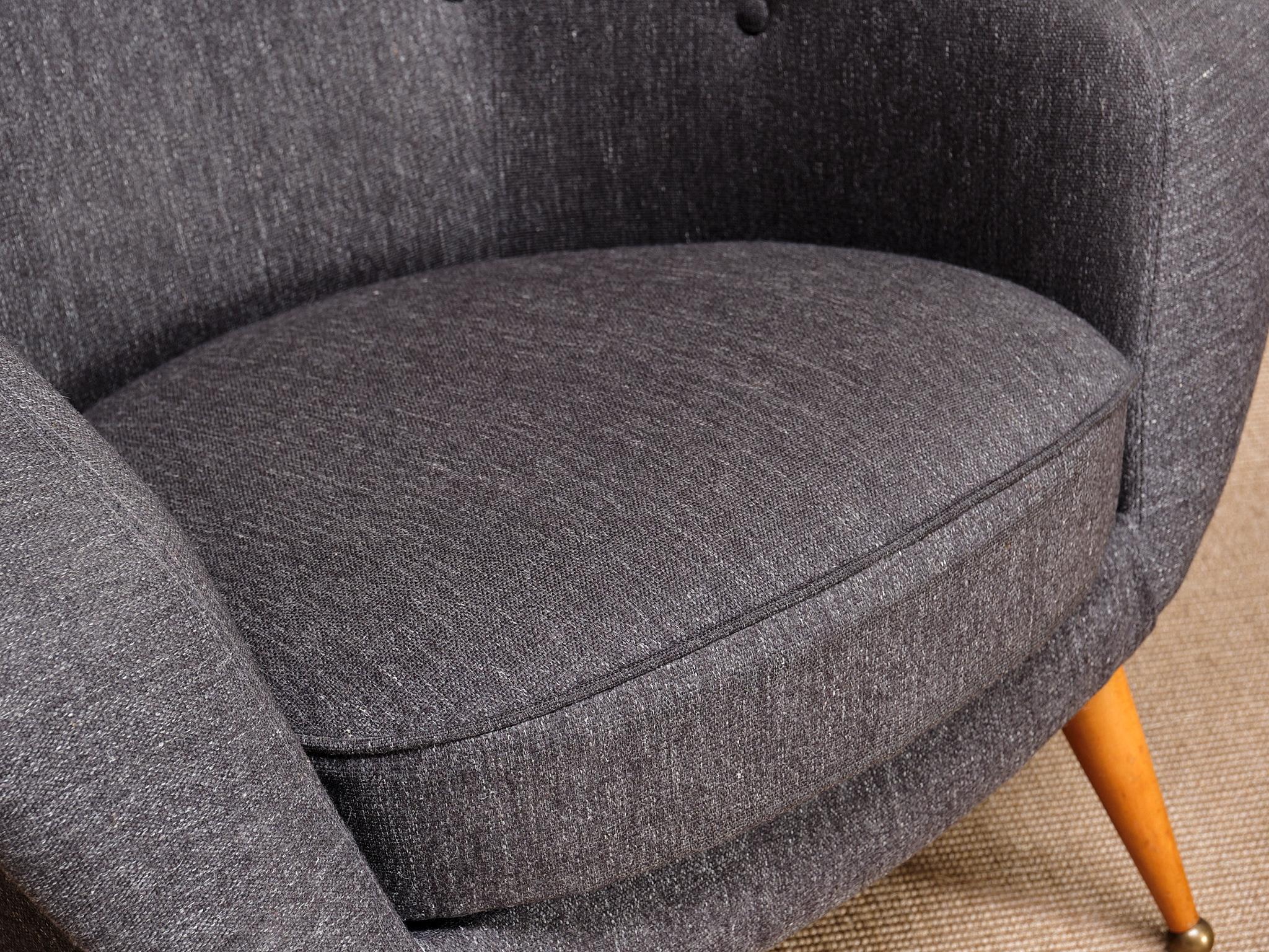 Brass Folke Jansson 'Tellus' Armchair, SM Wincrantz, Skövde, Sweden, 1950s