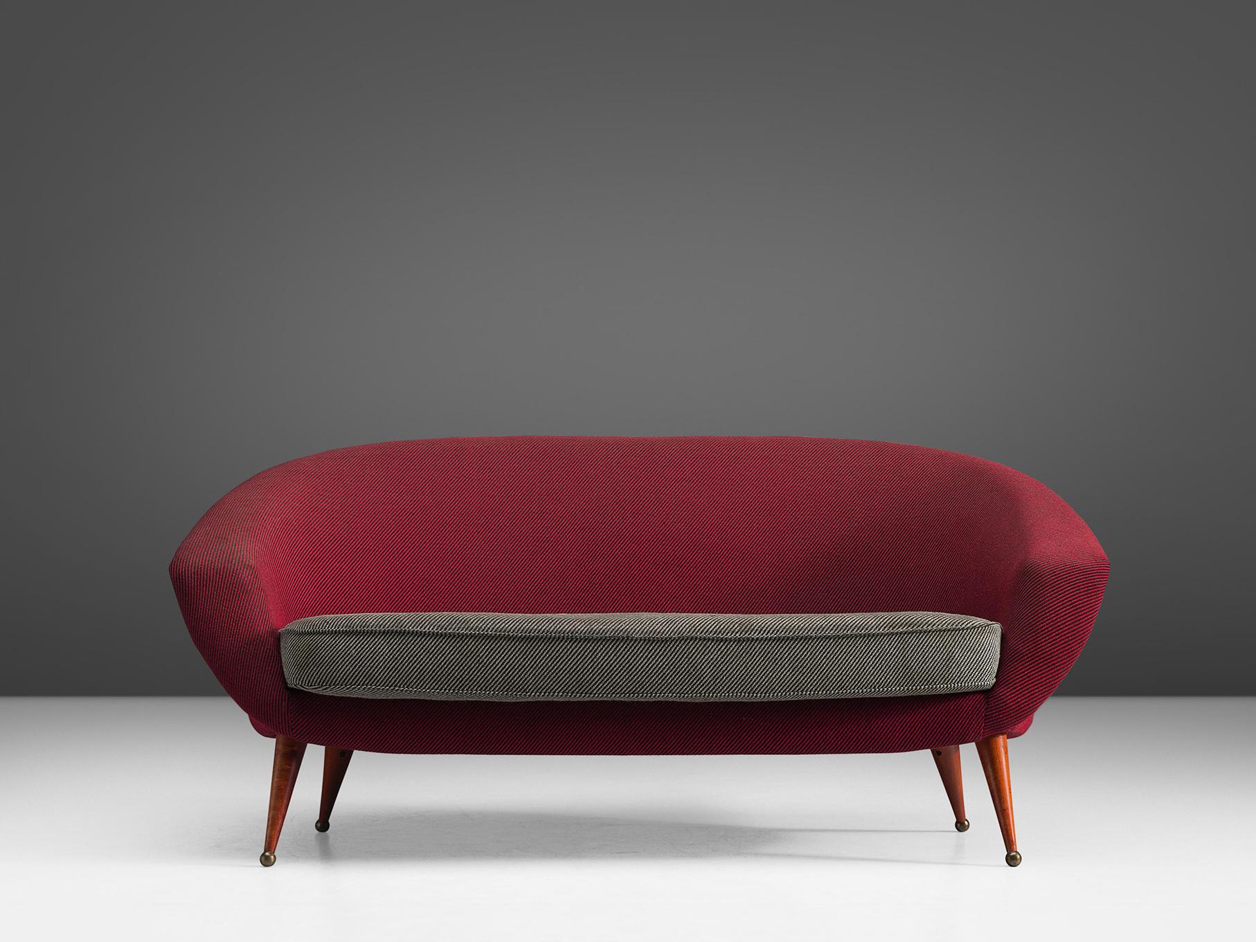 Folke Jansson Sofa „Tellus“ mit roter und grauer Polsterung (Mitte des 20. Jahrhunderts) im Angebot