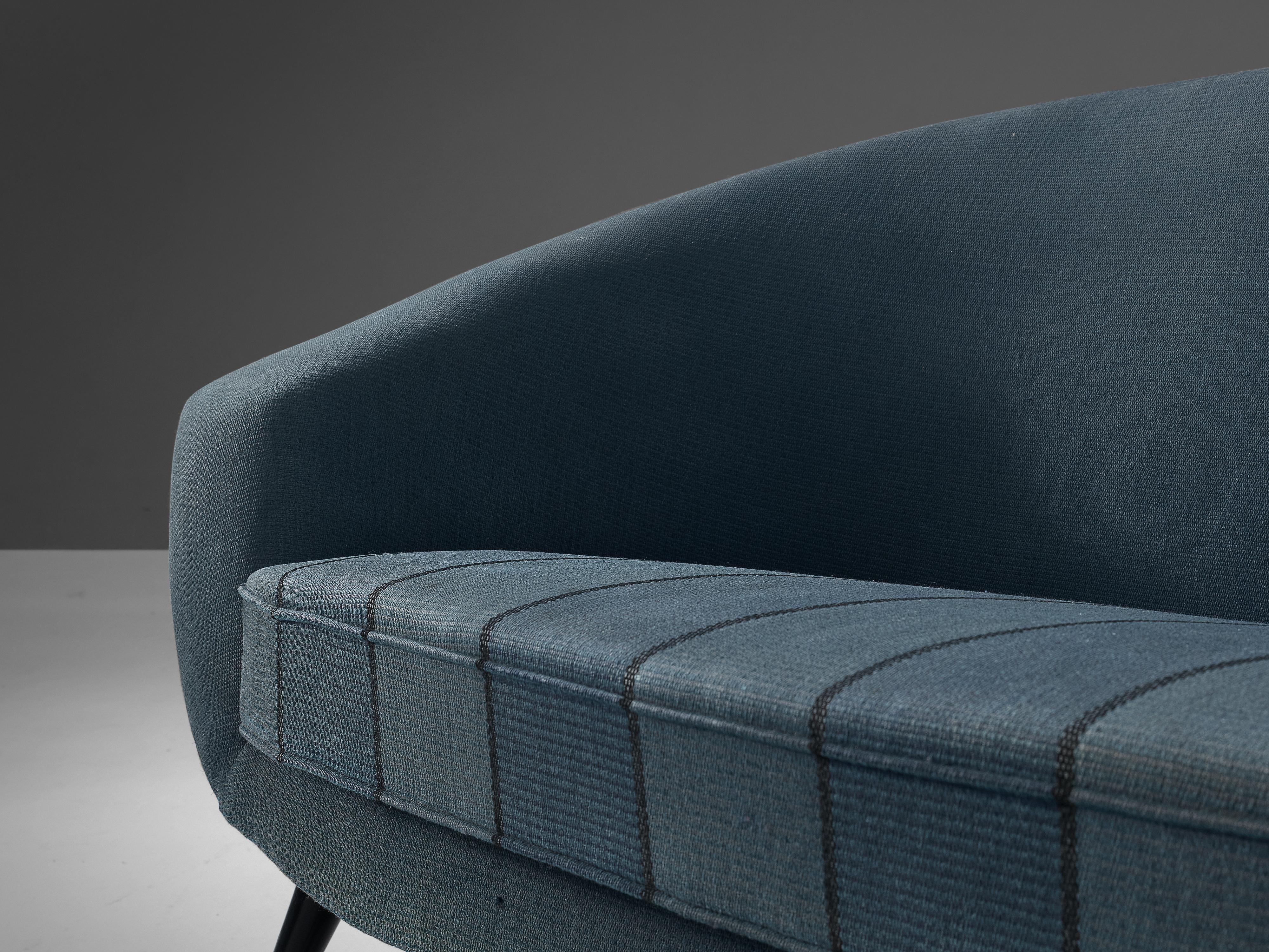 Brass Folke Jansson 'Tellus' Sofa in Blue Upholstery