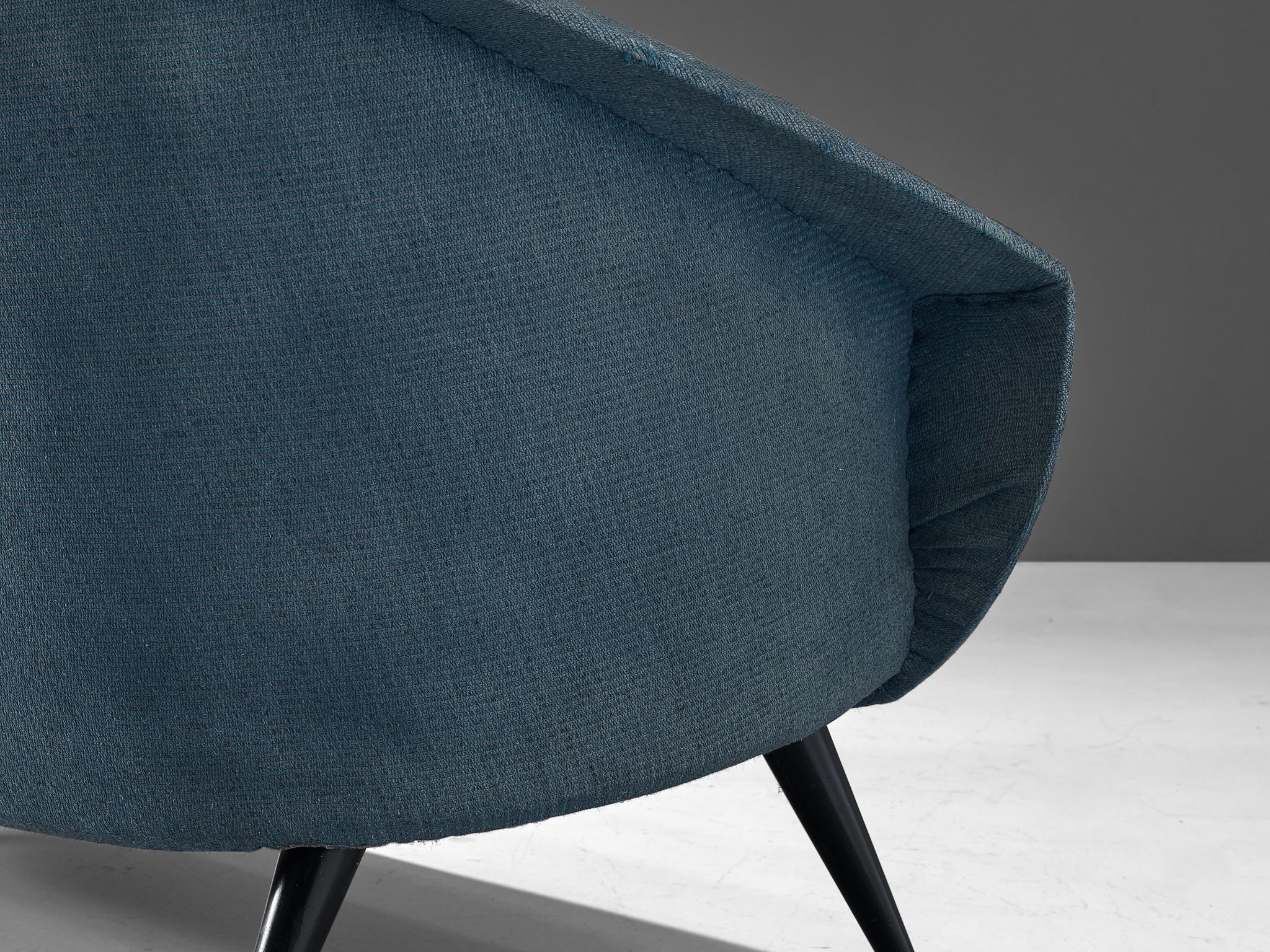 Brass Folke Jansson 'Tellus' Sofa in Blue Upholstery  For Sale