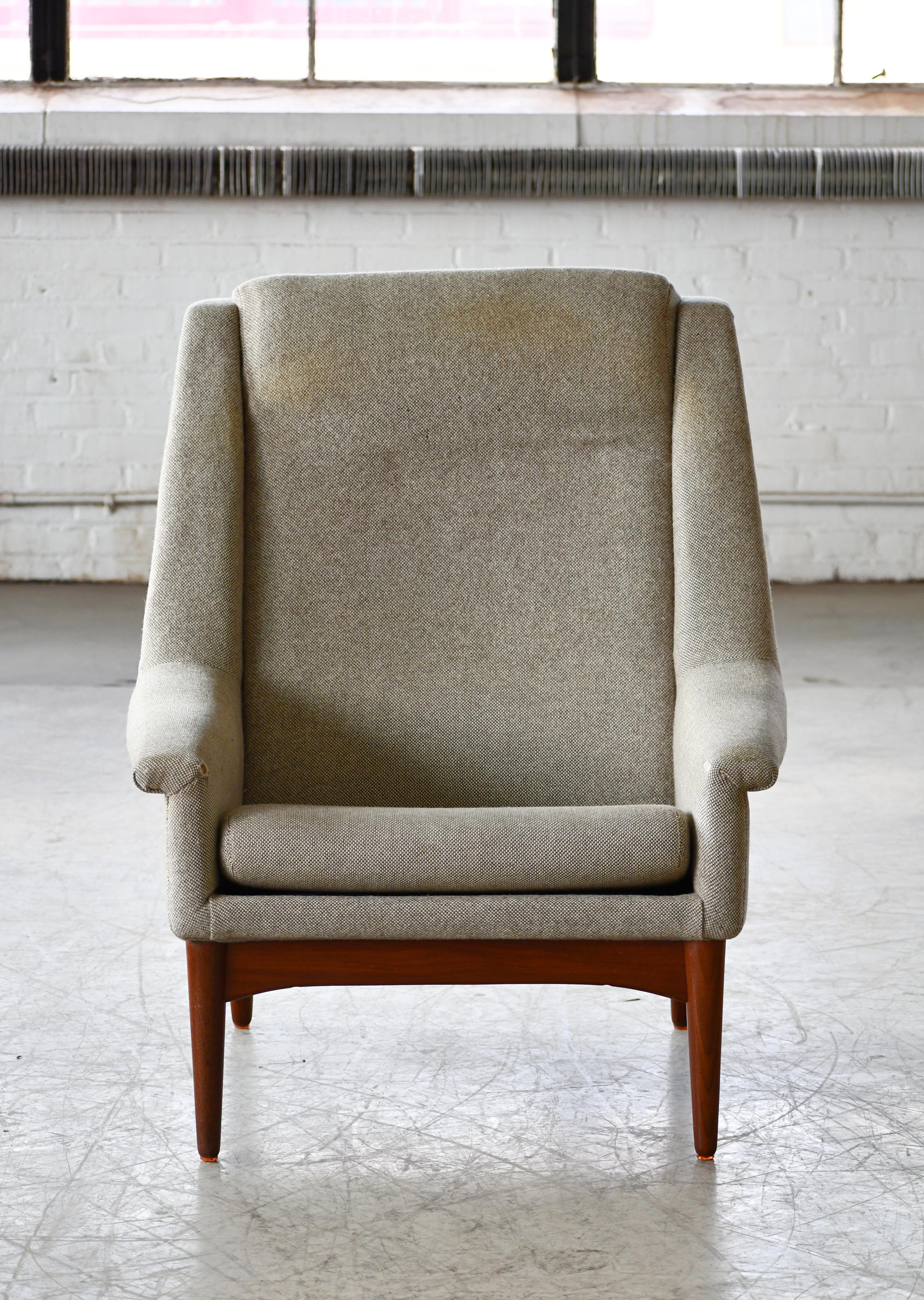 Folke Ohlsson 1950s Teak Lounge Chair for Fritz Hansen Danish Mid-Century In Good Condition In Bridgeport, CT