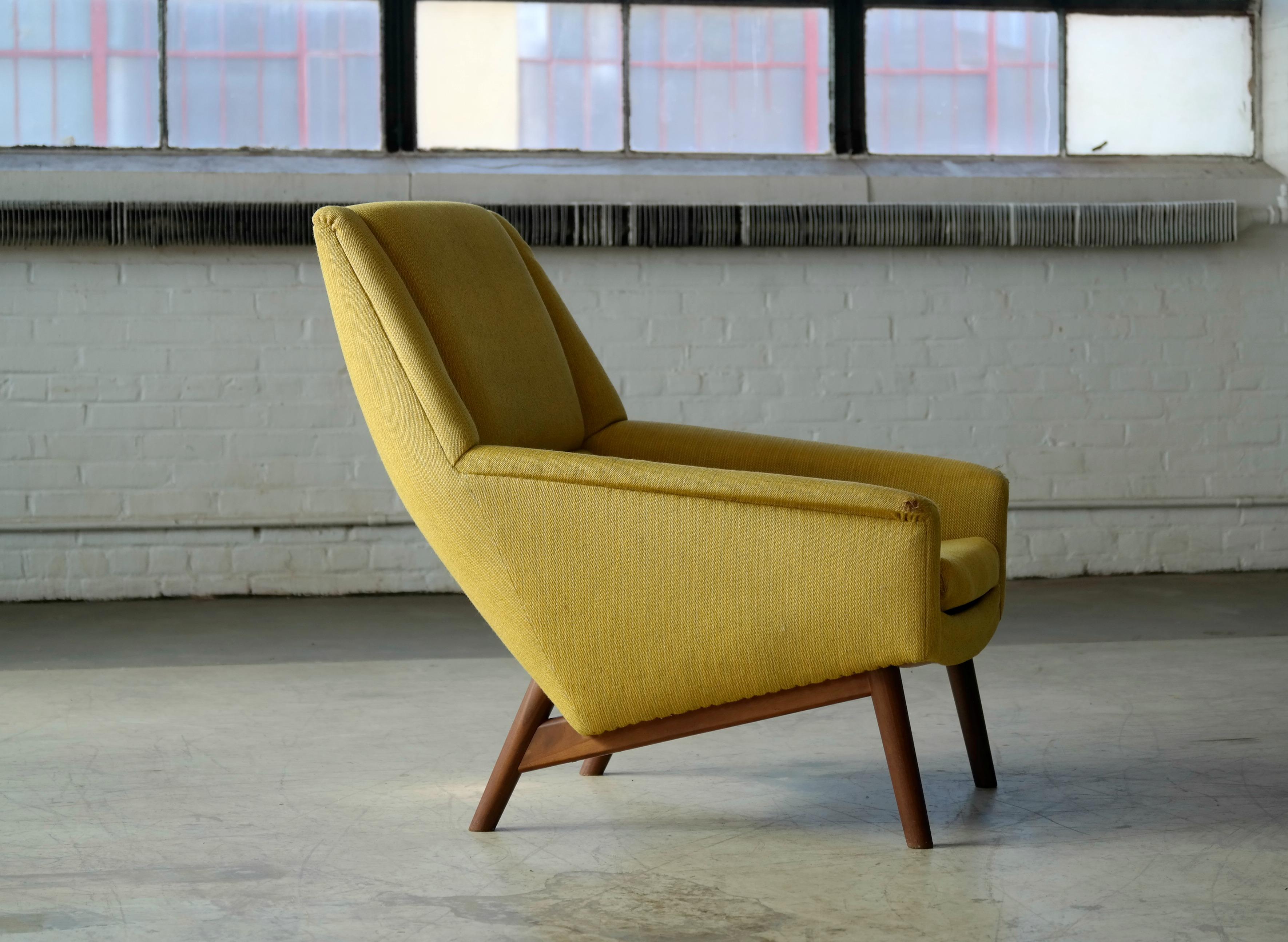 Mid-20th Century Folke Ohlsson 1950s Teak Lounge Chair for Fritz Hansen Danish Midcentury