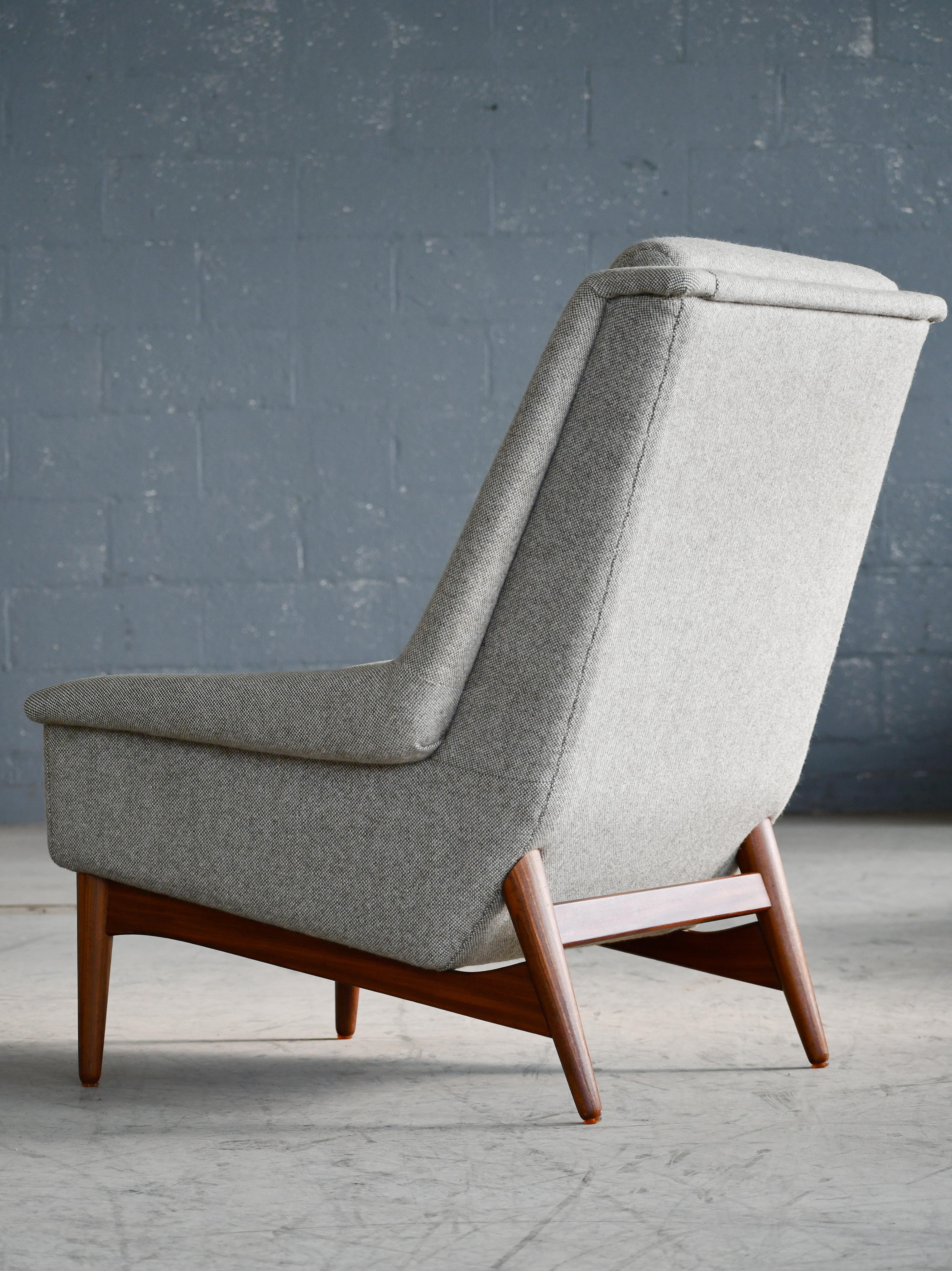 Mid-20th Century Folke Ohlsson 1950s Teak Lounge Chair for Fritz Hansen Danish Mid-Century