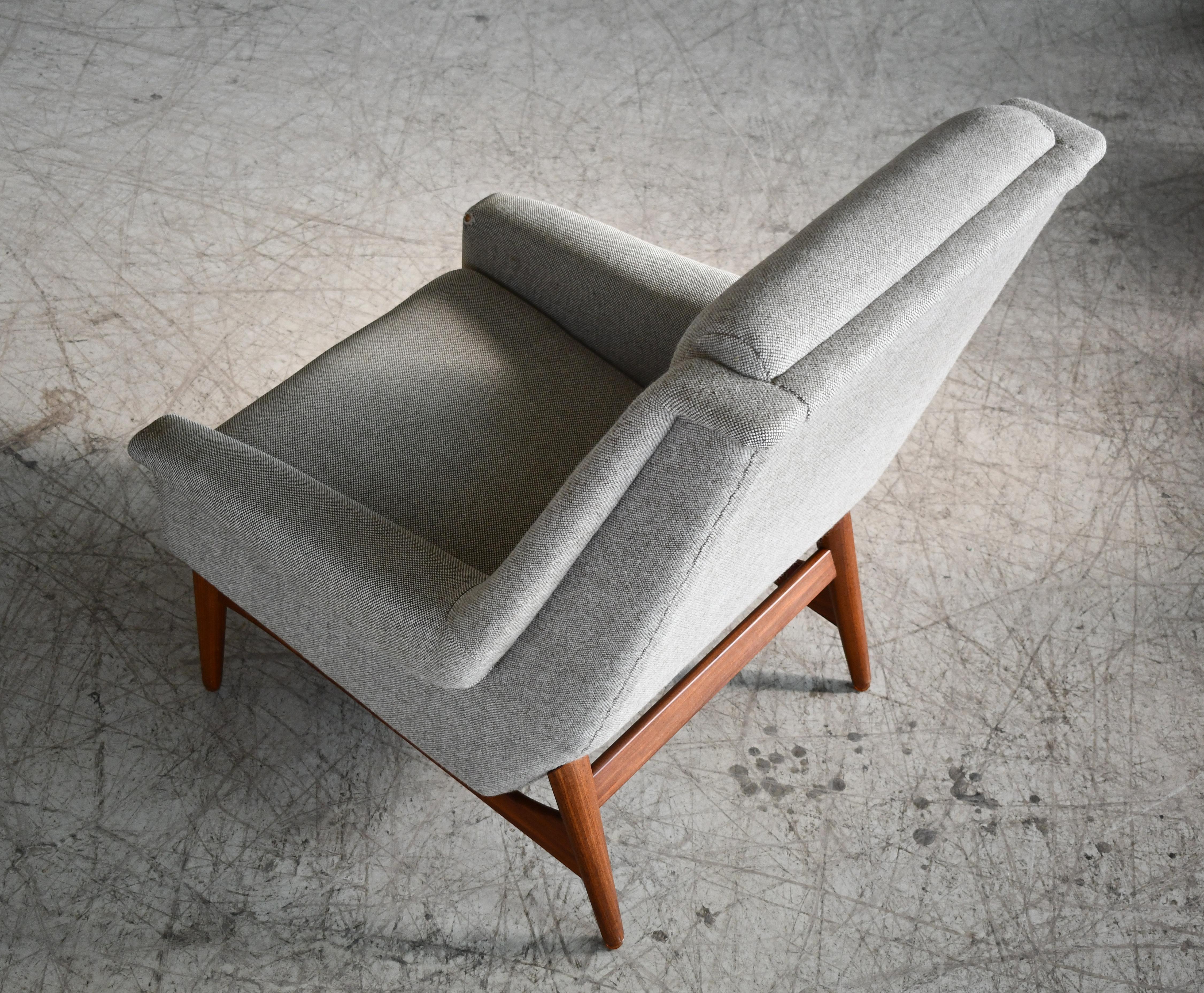 Wool Folke Ohlsson 1950s Teak Lounge Chair for Fritz Hansen Danish Mid-Century