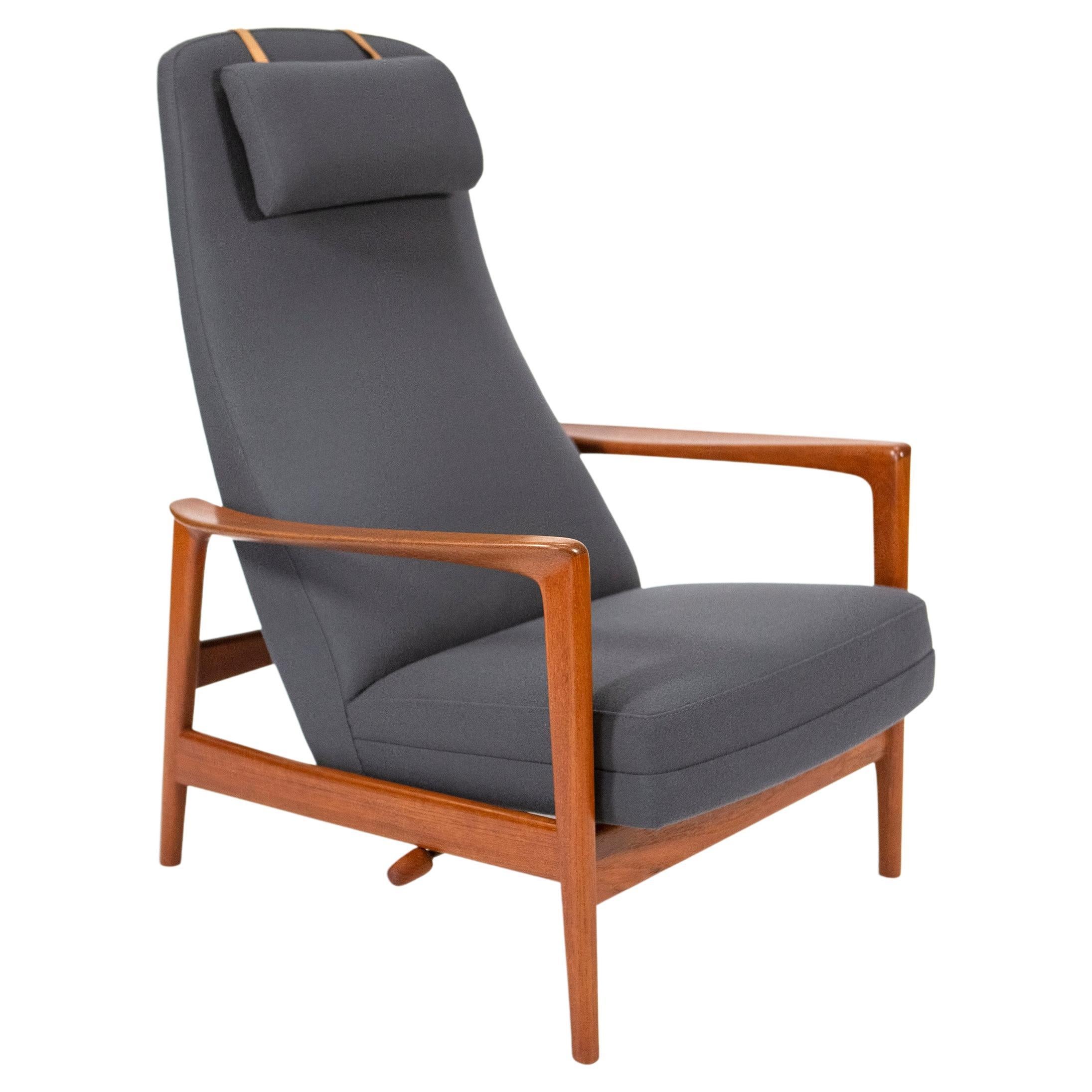 Folke Ohlsson teak 'Duxiesta' Adjustable Arm Chair by DUX - Sweden 1960's For Sale