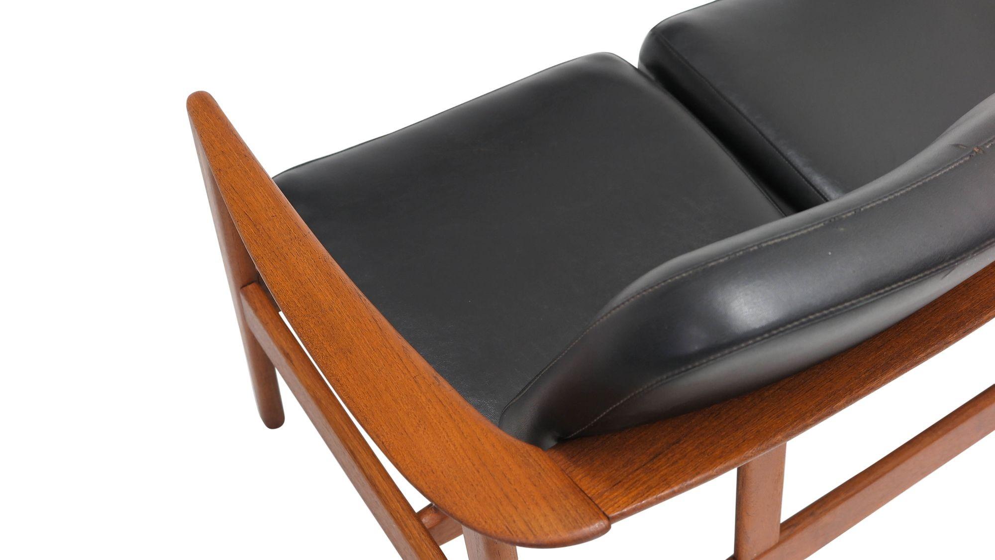Danish Folke Ohlsson Ascot Teak Frame Sofa in Black For Sale
