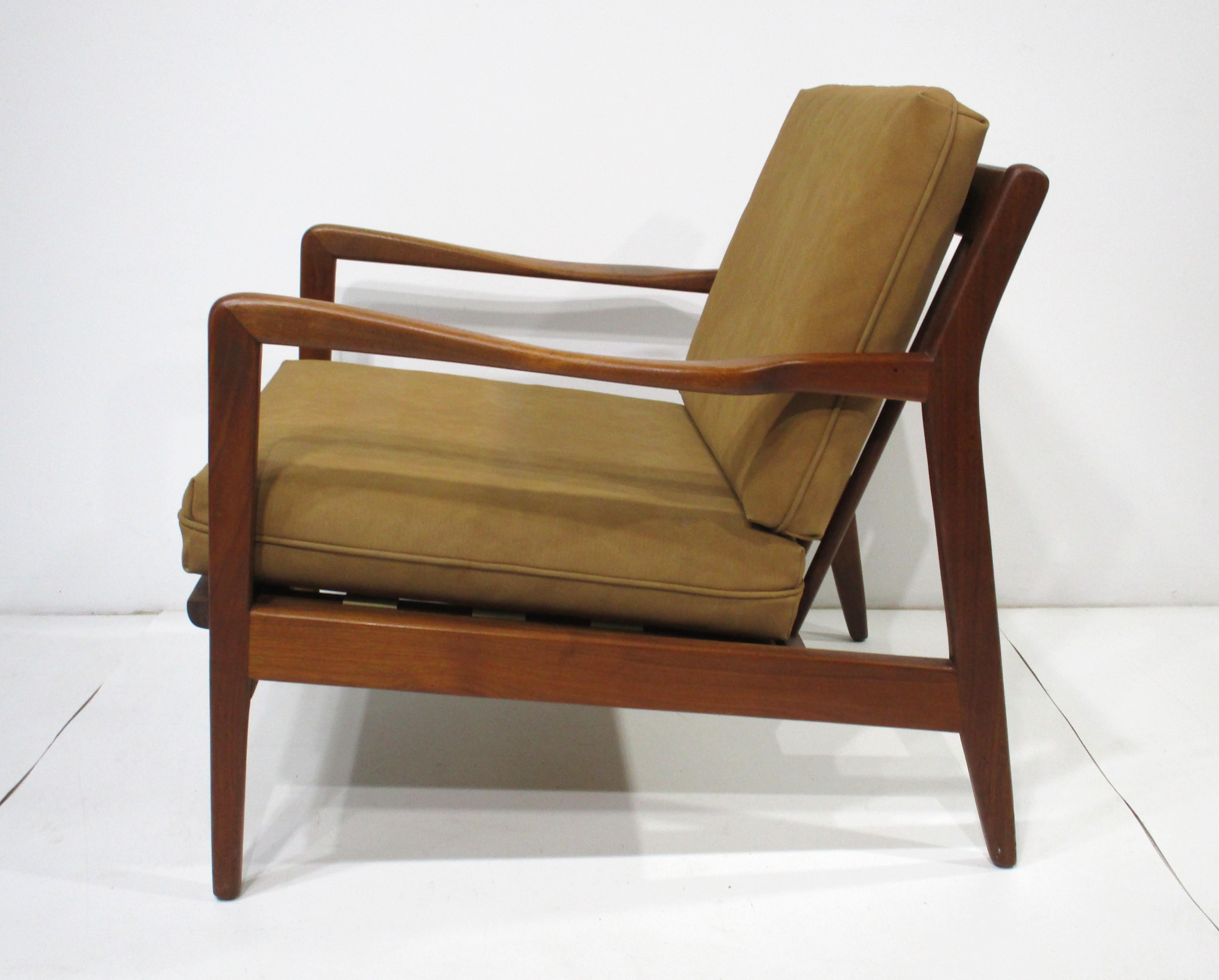 Tissu d'ameublement Folke Ohlsson Chaise longue danoise en teck pour Dux en vente