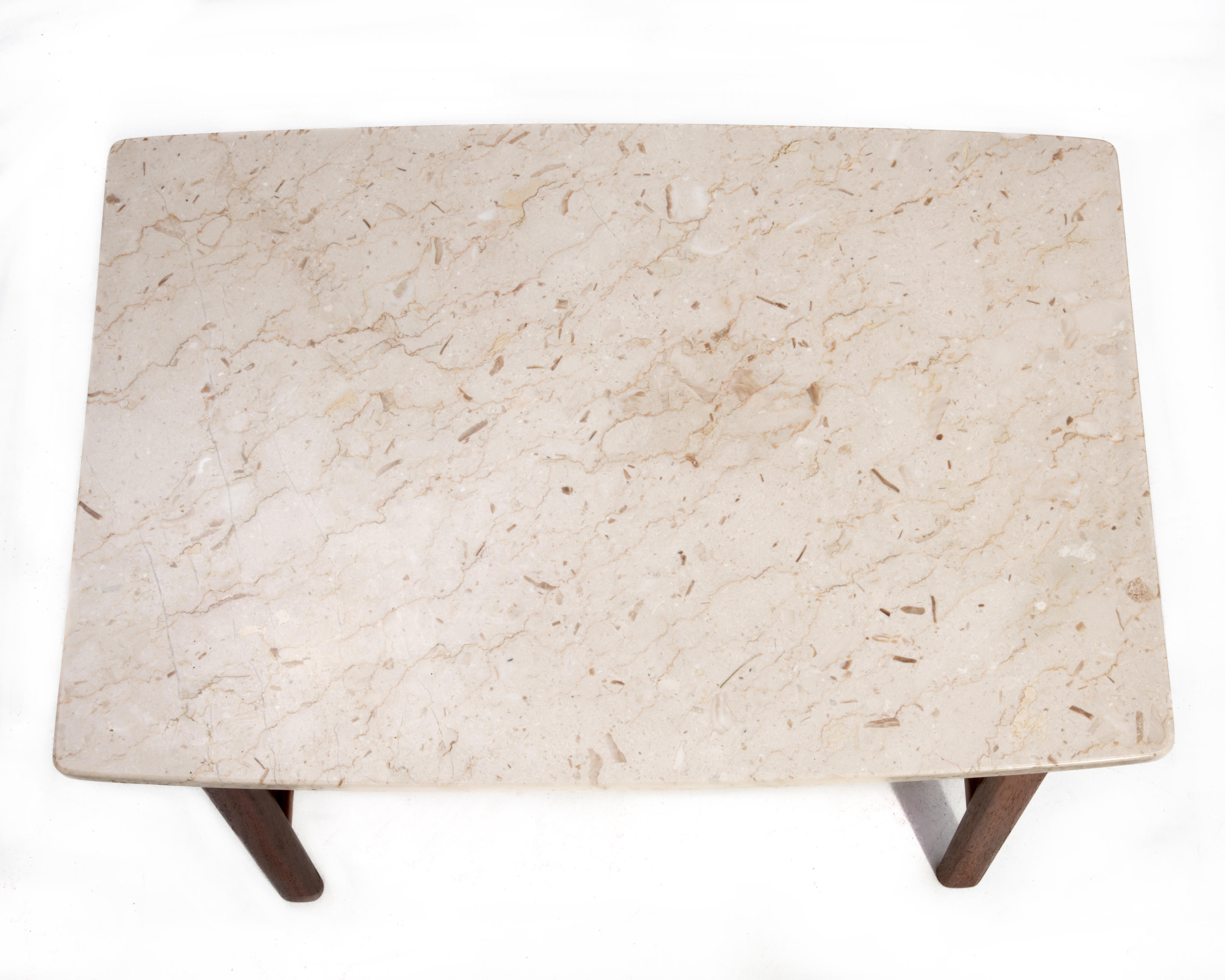 Folke Ohlsson Dux Sweden Travertine Teak Cane Side End Table Mid Century 2