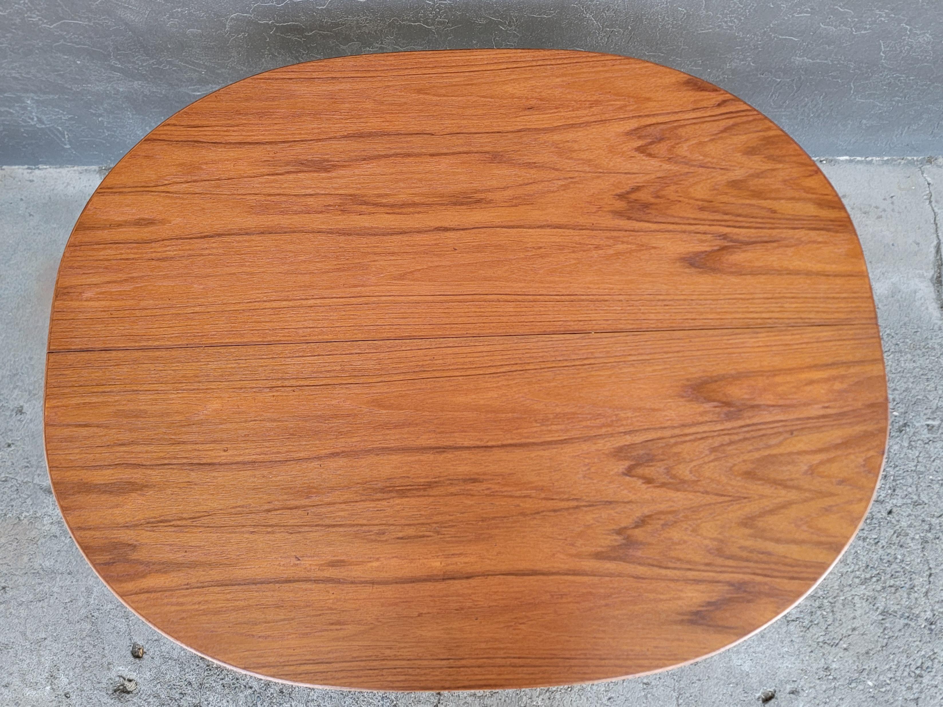 Swedish Folke Ohlsson for DUX Expanding Teak Dining Table Oval For Sale
