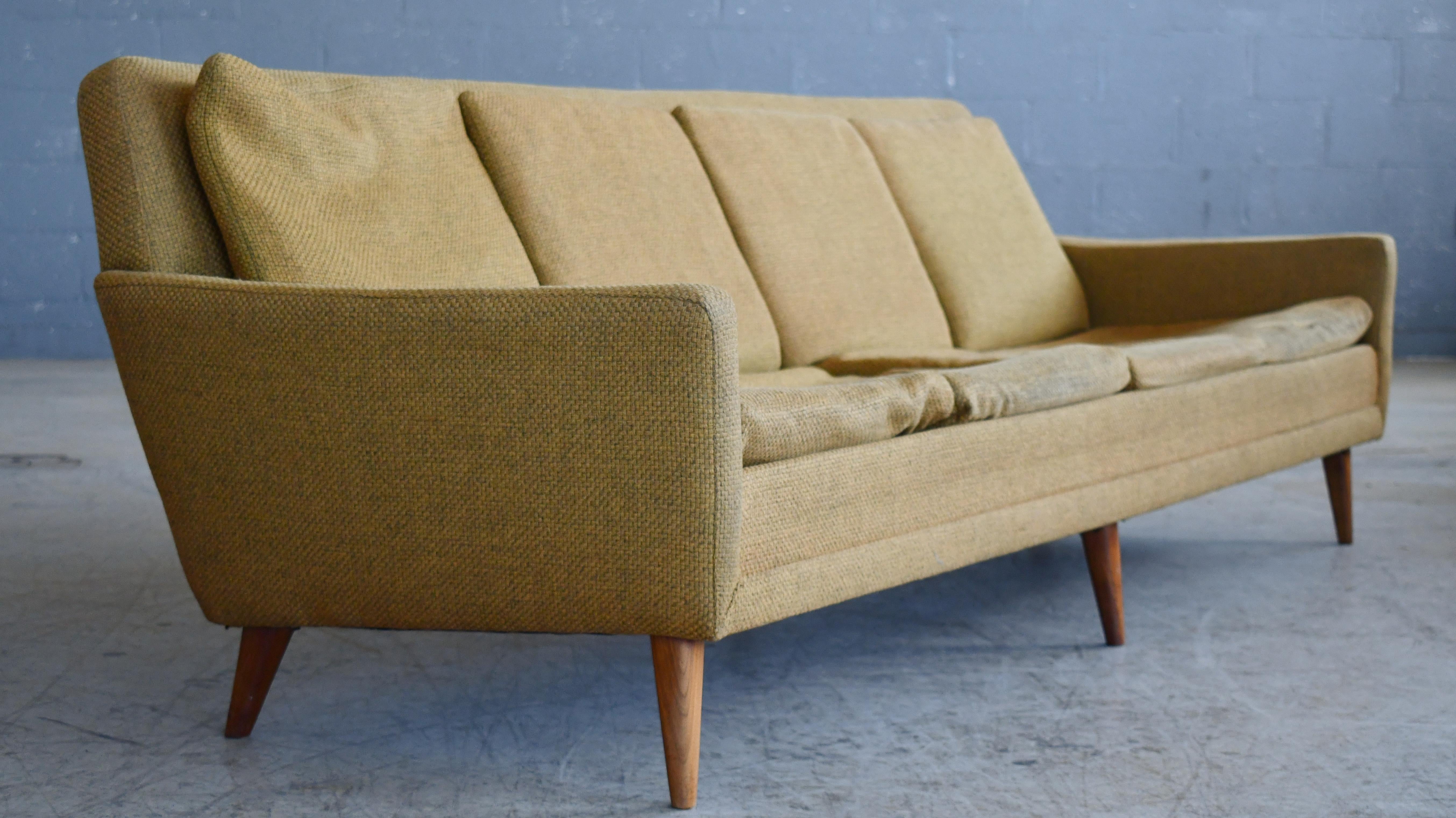 Folke Ohlsson für DUX Viersitzer-Sofa aus der Mitte des Jahrhunderts in Original-Wollstoff 1960er Jahre (Schwedisch) im Angebot