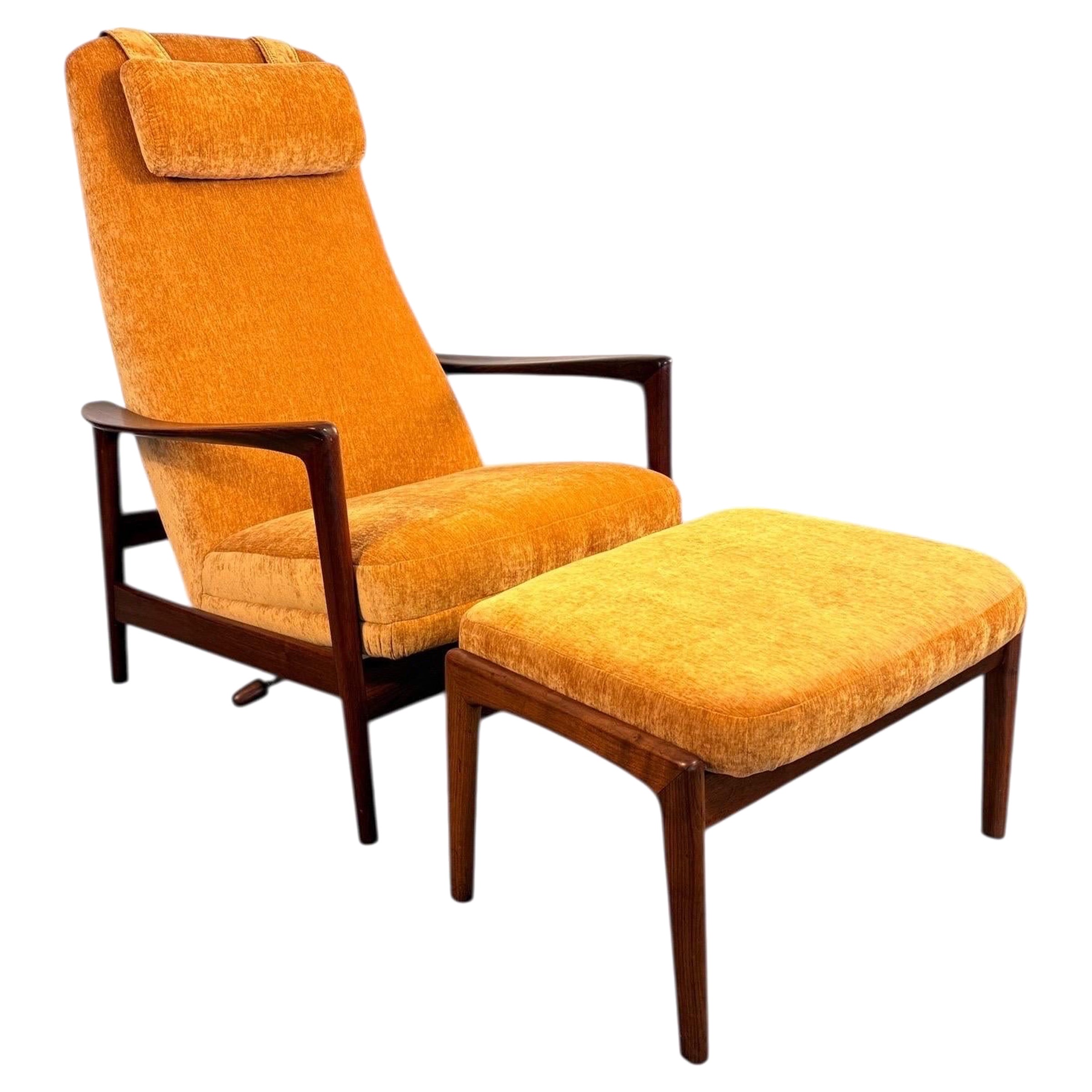 Folke Ohlsson for DUX High-Back Lounge Chair with Ottoman