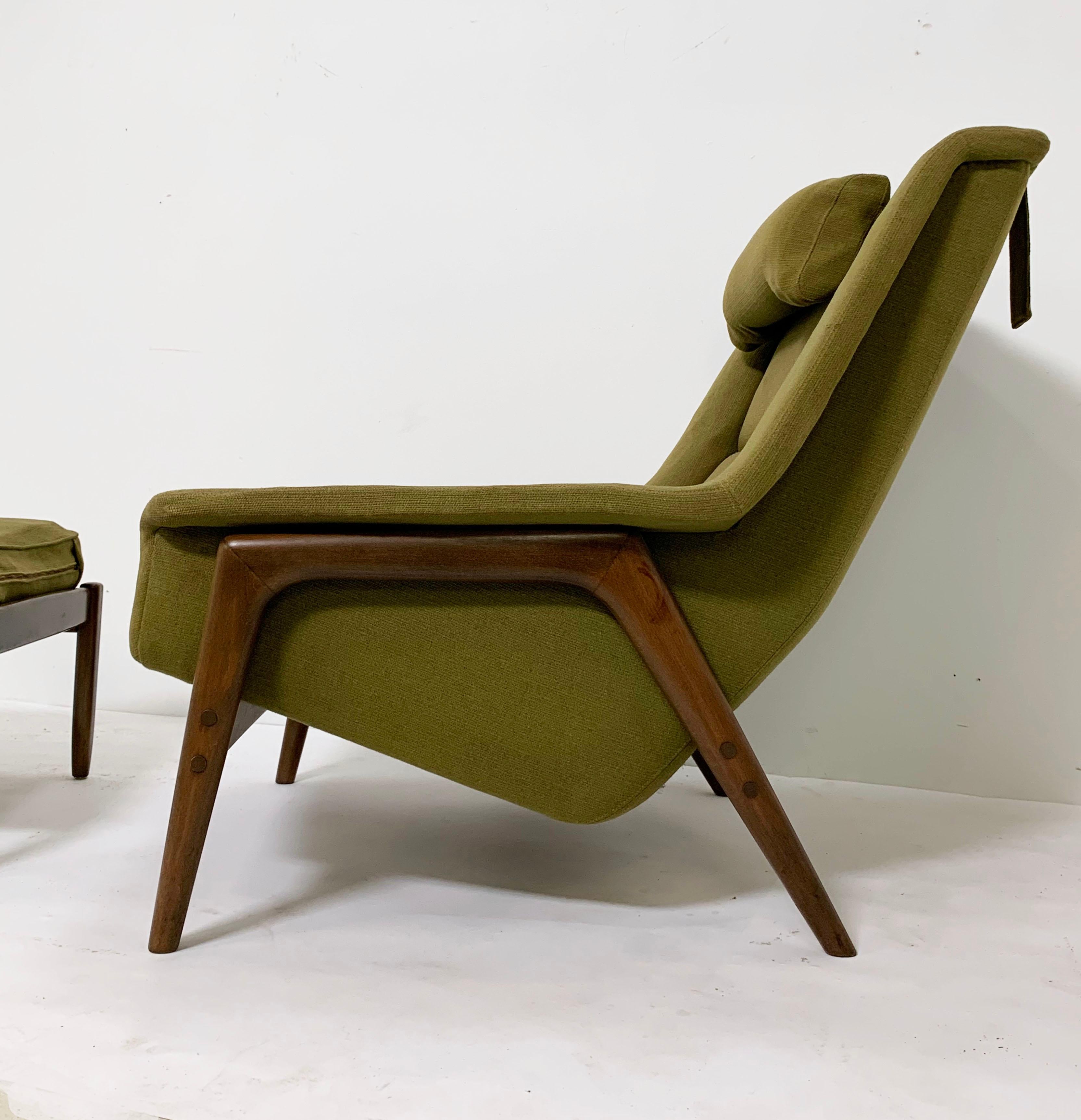 Scandinavian Modern Folke Ohlsson for DUX Lounge Chair with Ottoman, circa 1960s