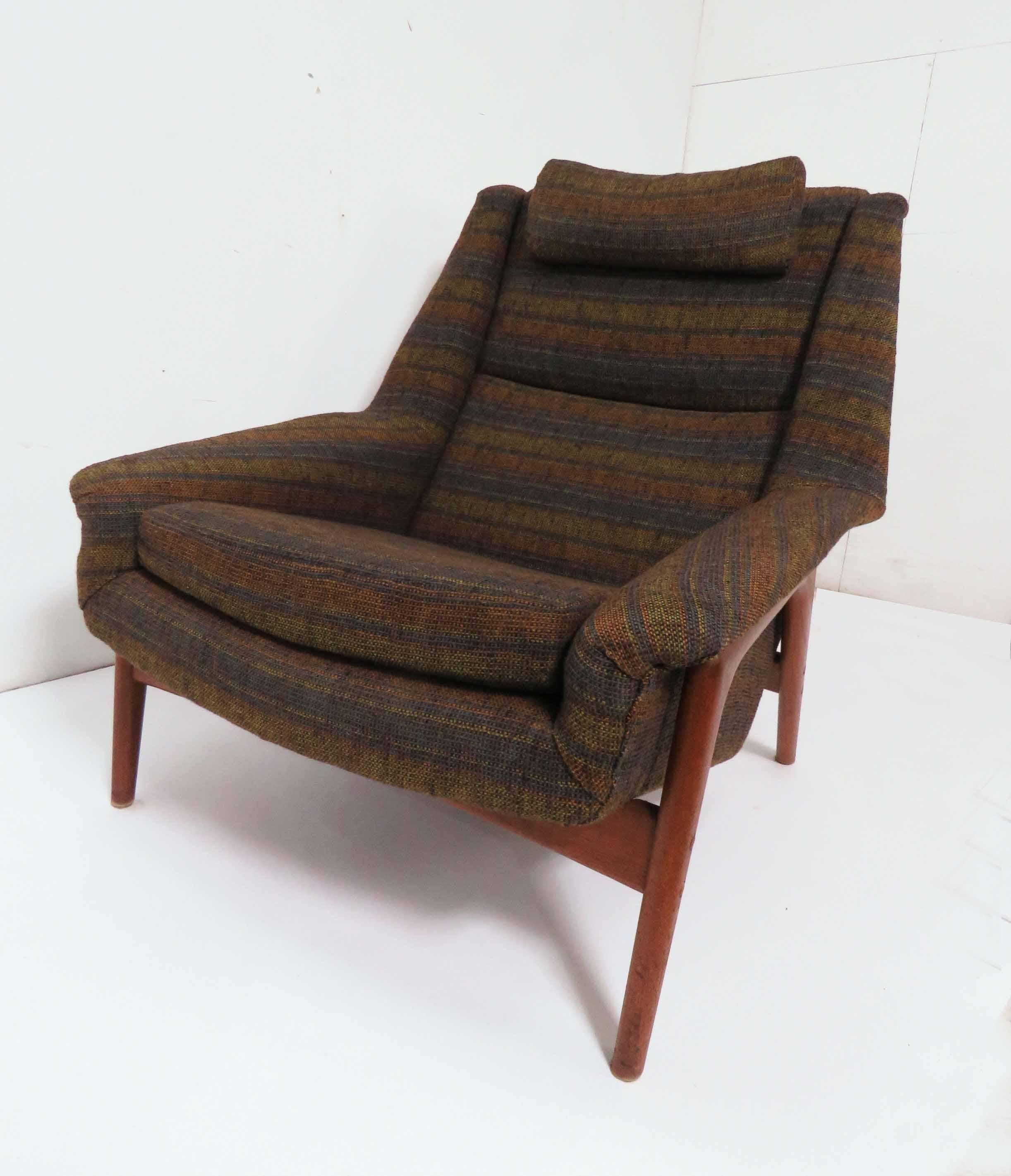 Swedish Folke Ohlsson for DUX Lounge Chair with Ottoman, circa 1960s