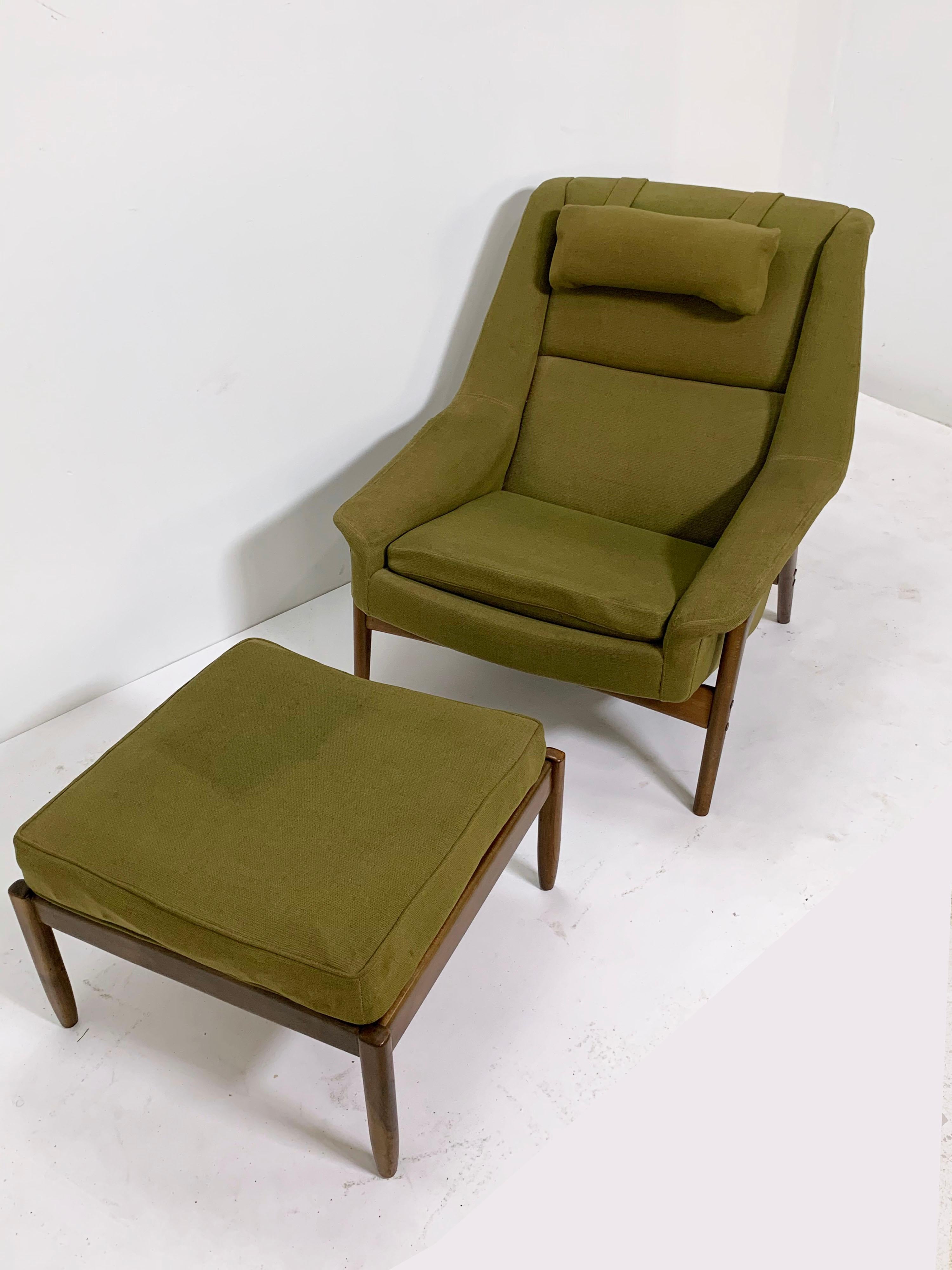 Swedish Folke Ohlsson for DUX Lounge Chair with Ottoman, circa 1960s