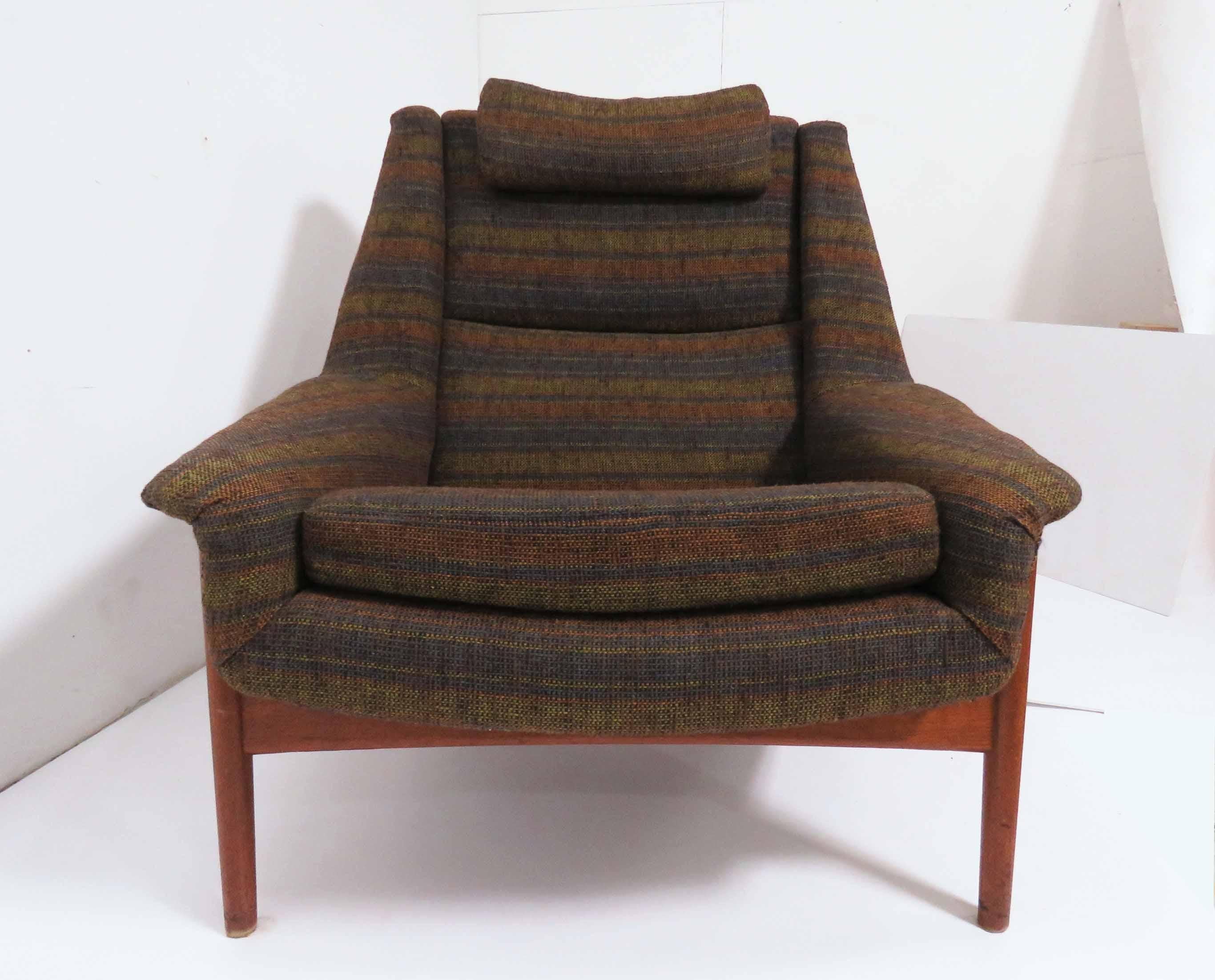 Folke Ohlsson for DUX Lounge Chair with Ottoman, circa 1960s In Good Condition In Peabody, MA