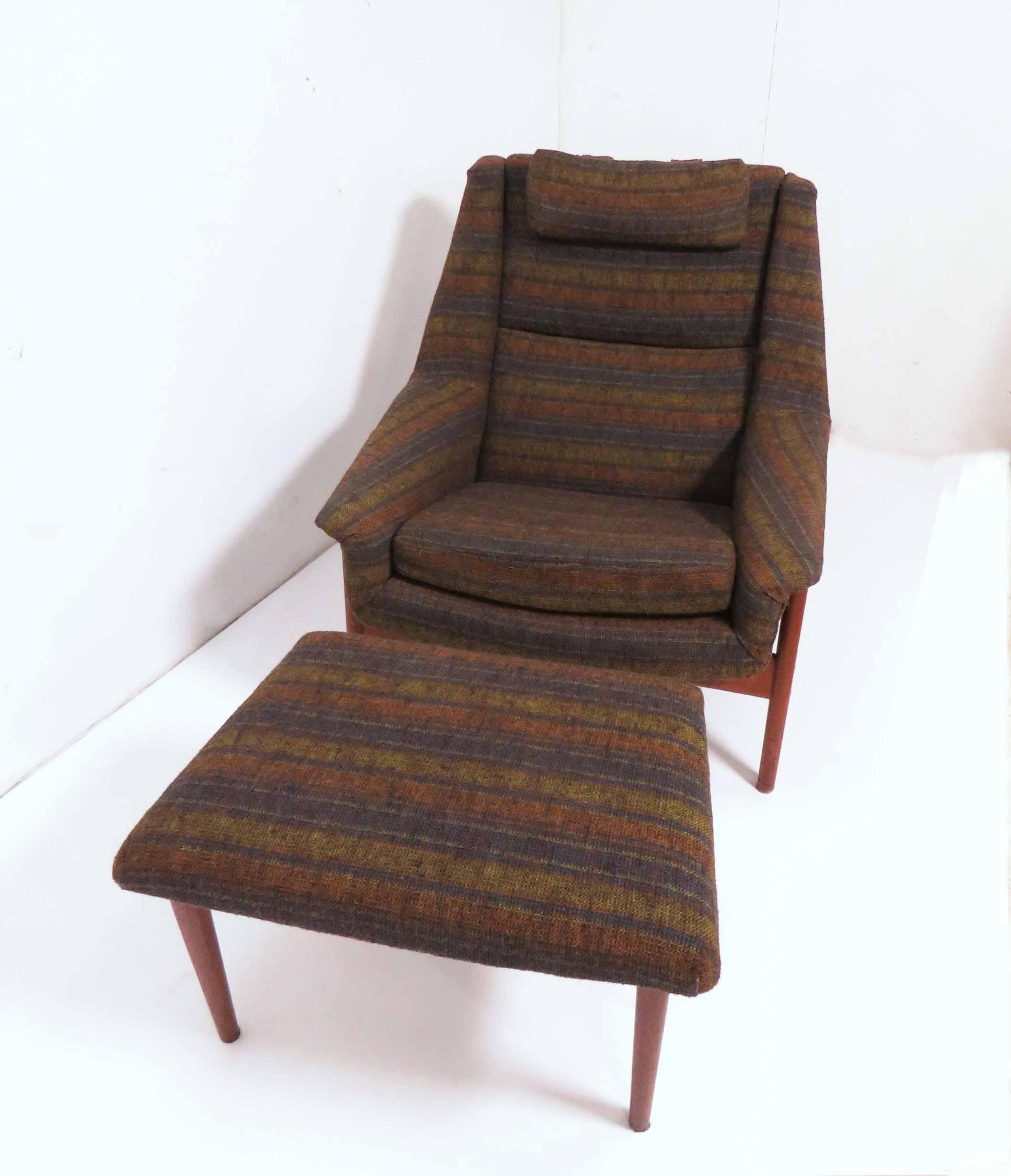 Mid-20th Century Folke Ohlsson for DUX Lounge Chair with Ottoman, circa 1960s
