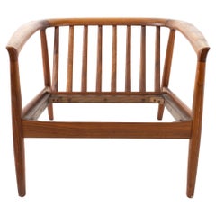 Folke Ohlsson for DUX Mid Century Danish Teak Barrel Lounge Chair