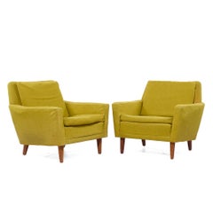 Folke Ohlsson for Dux Mid Century Danish Teak Lounge Chairs - Pair