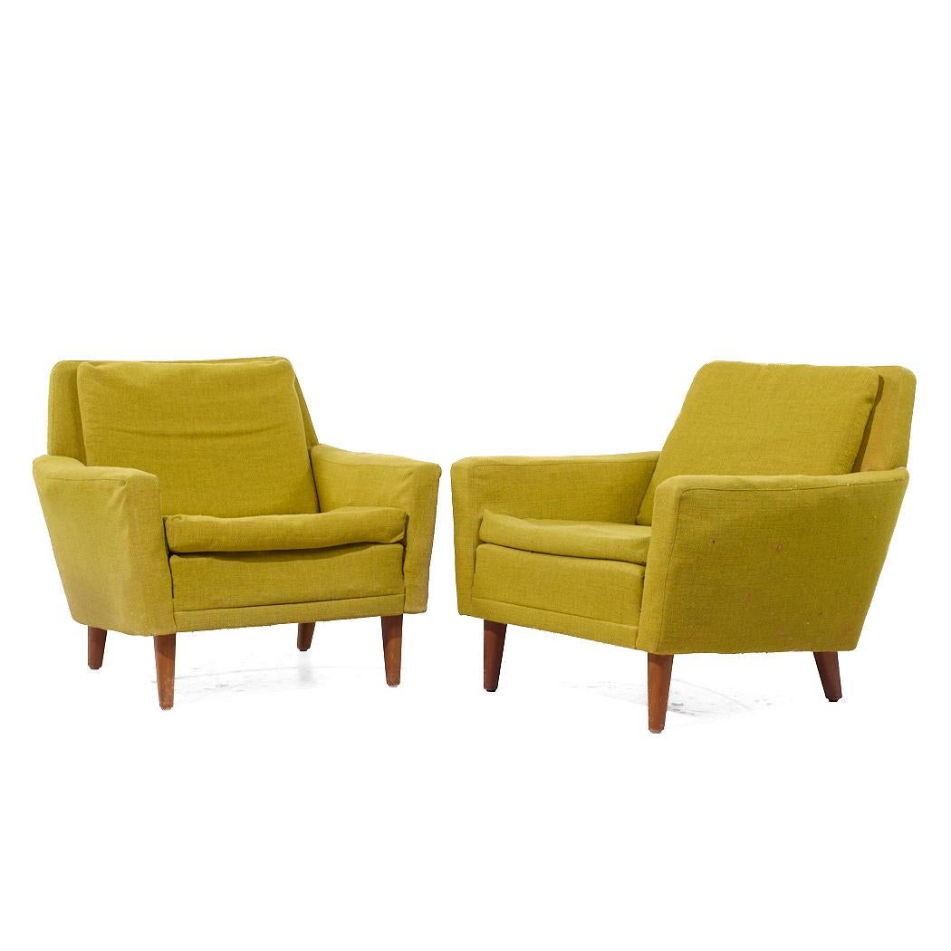 Mid-Century Modern Folke Ohlsson for Dux Mid Century Danish Teak Lounge Chairs - Pair For Sale