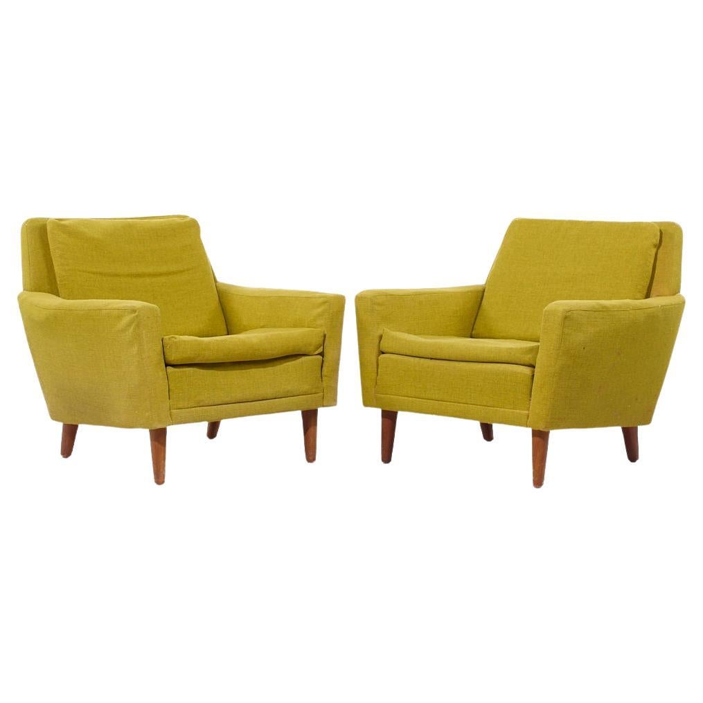 Folke Ohlsson for Dux Mid Century Danish Teak Lounge Chairs - Pair For Sale