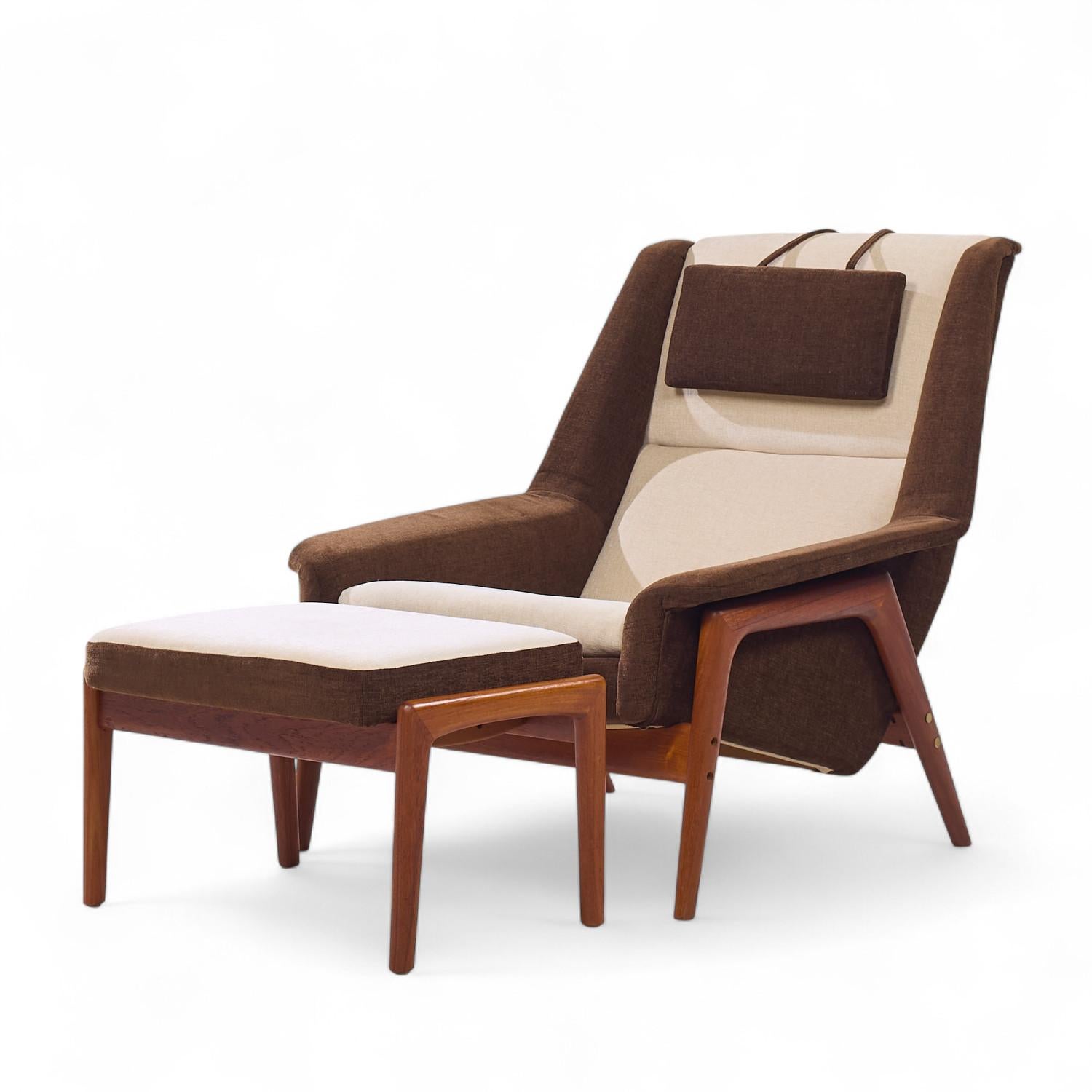 Folke Ohlsson für Dux Mid Century Swedish Profil Lounge Chair und Ottoman (Moderne der Mitte des Jahrhunderts) im Angebot