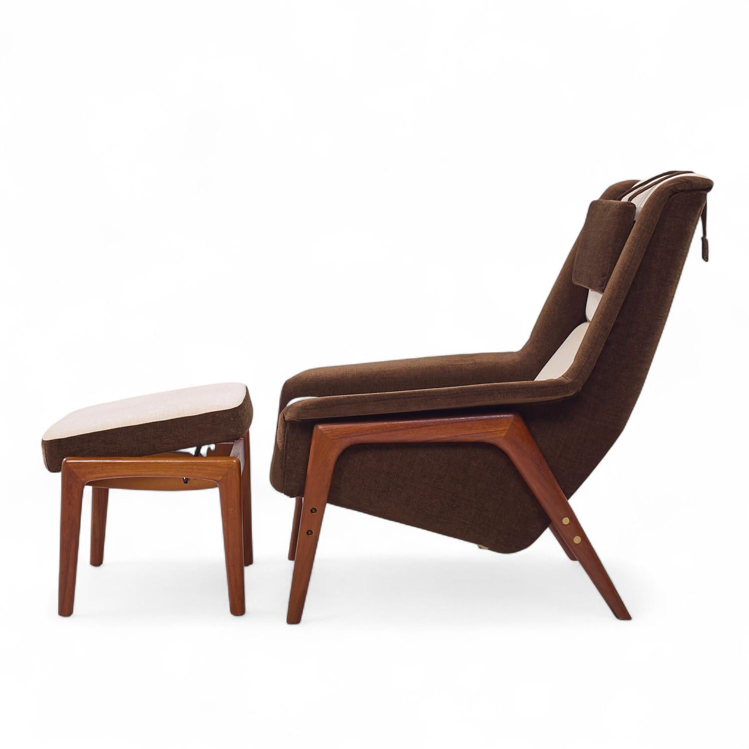 Folke Ohlsson für Dux Mid Century Swedish Profil Lounge Chair und Ottoman (Schwedisch) im Angebot