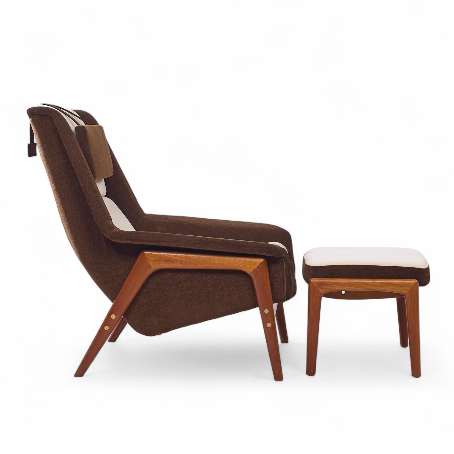 Folke Ohlsson für Dux Mid Century Swedish Profil Lounge Chair und Ottoman im Angebot 1