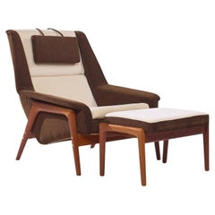 Folke Ohlsson für Dux Mid Century Swedish Profil Lounge Chair und Ottoman