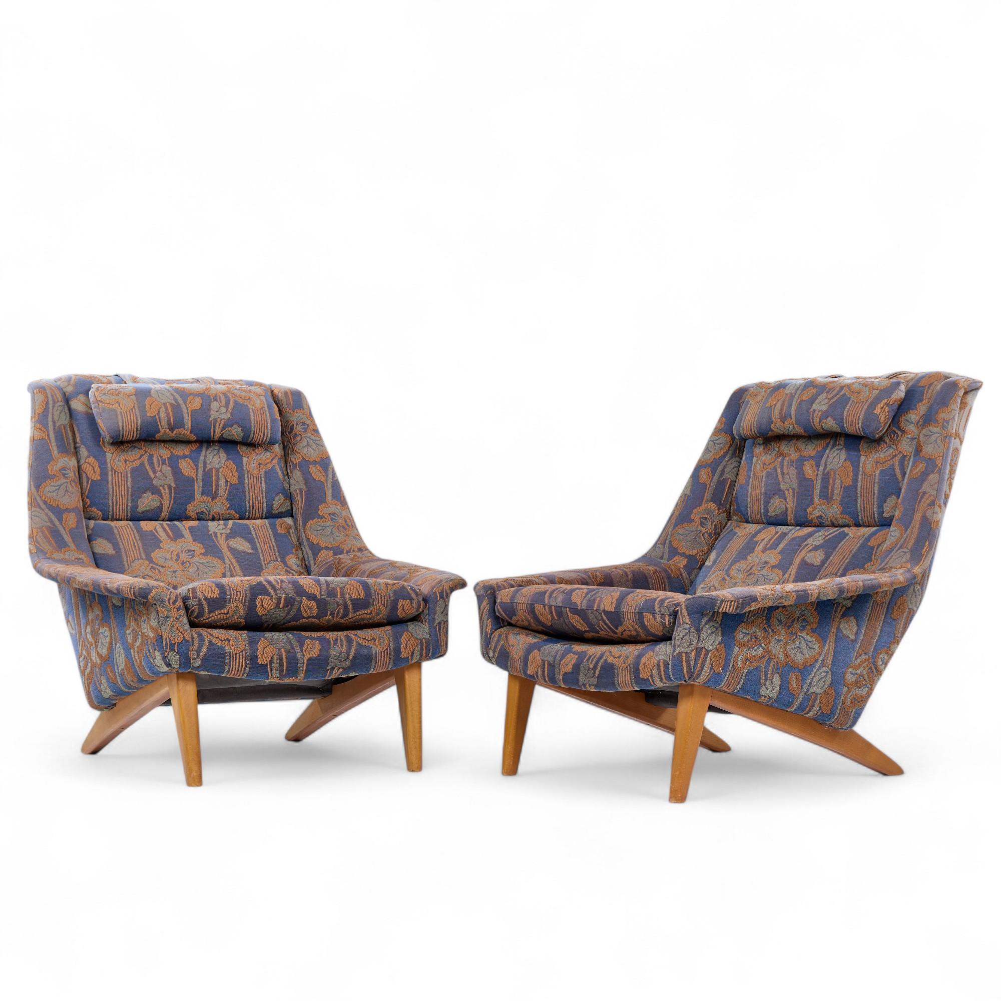 Mid-Century Modern Folke Ohlsson pour Dux Chaises longues suédoises en teck du milieu du siècle - Paire en vente